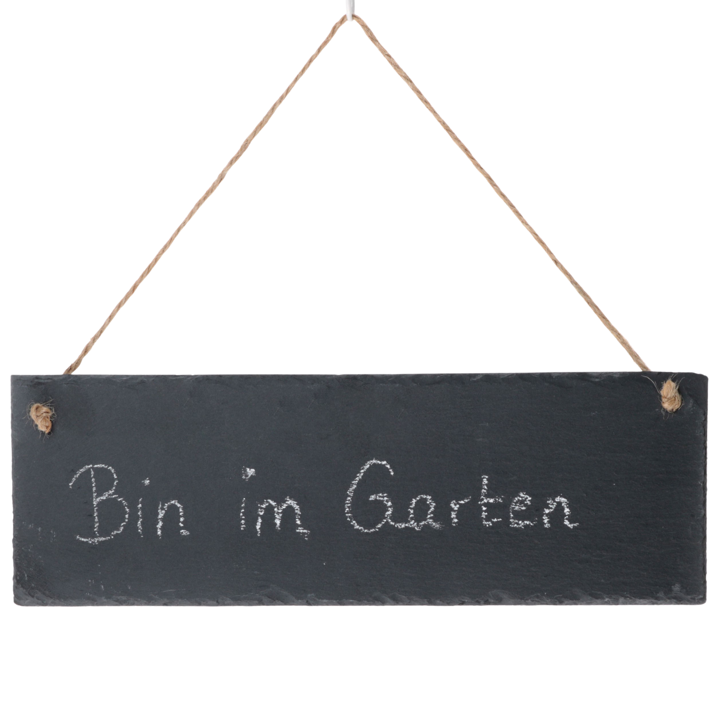 Schiefertafel mit Juteseil zum Hängen 30 x 10 cm