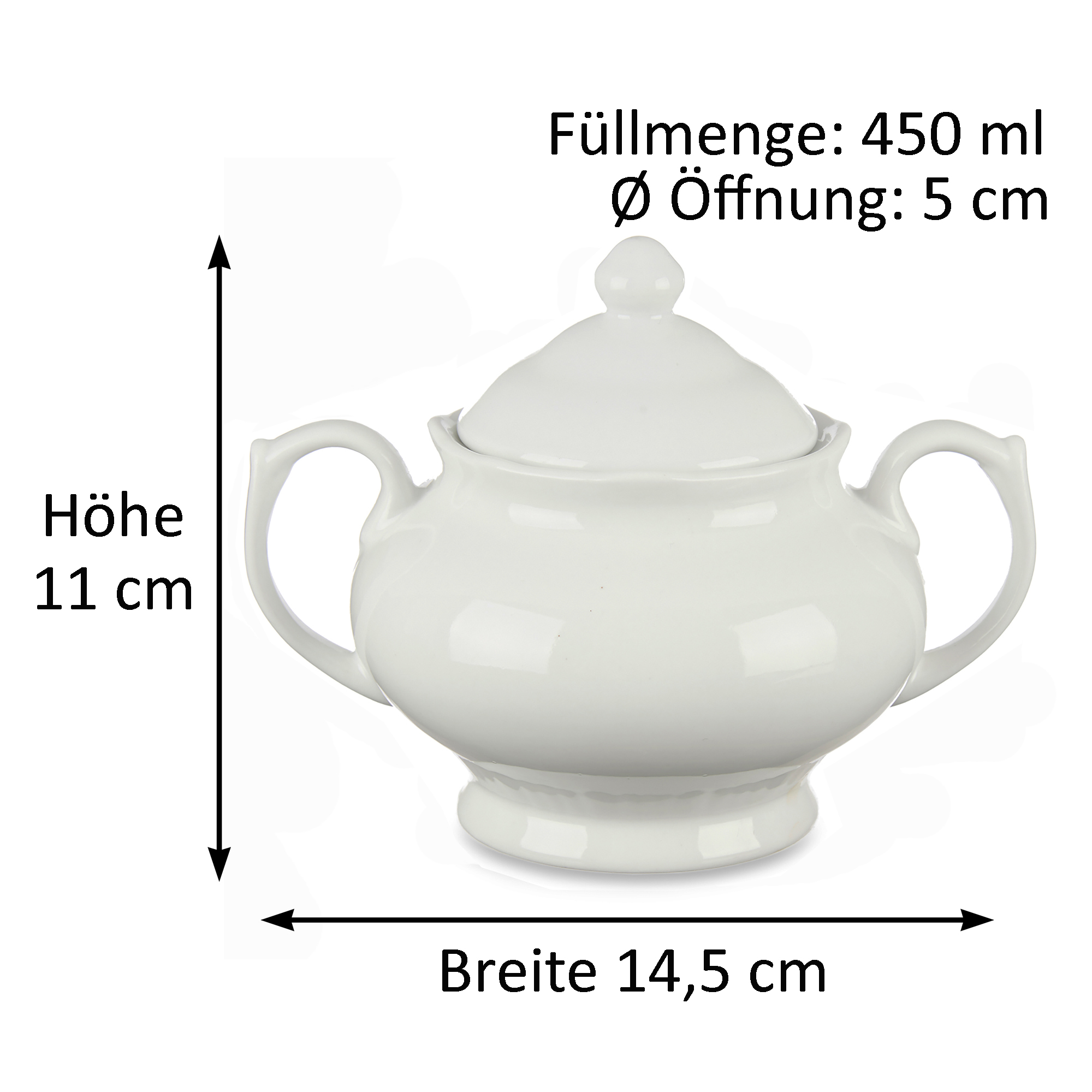 Zuckerdose aus Porzellan mit Henkel