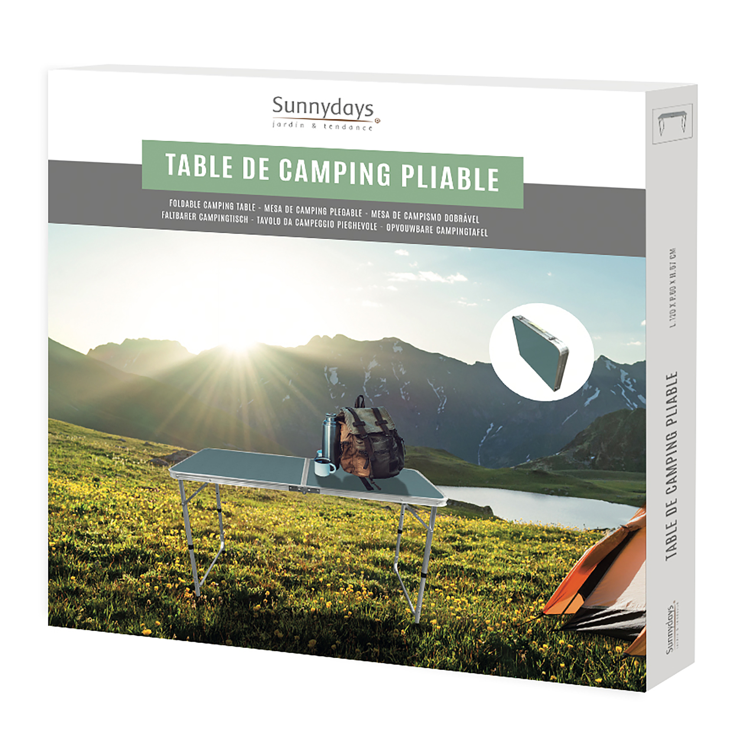 Großer Camping-Tisch zusammenklappbar mit Tragegriff 120 x 60 x 67 cm