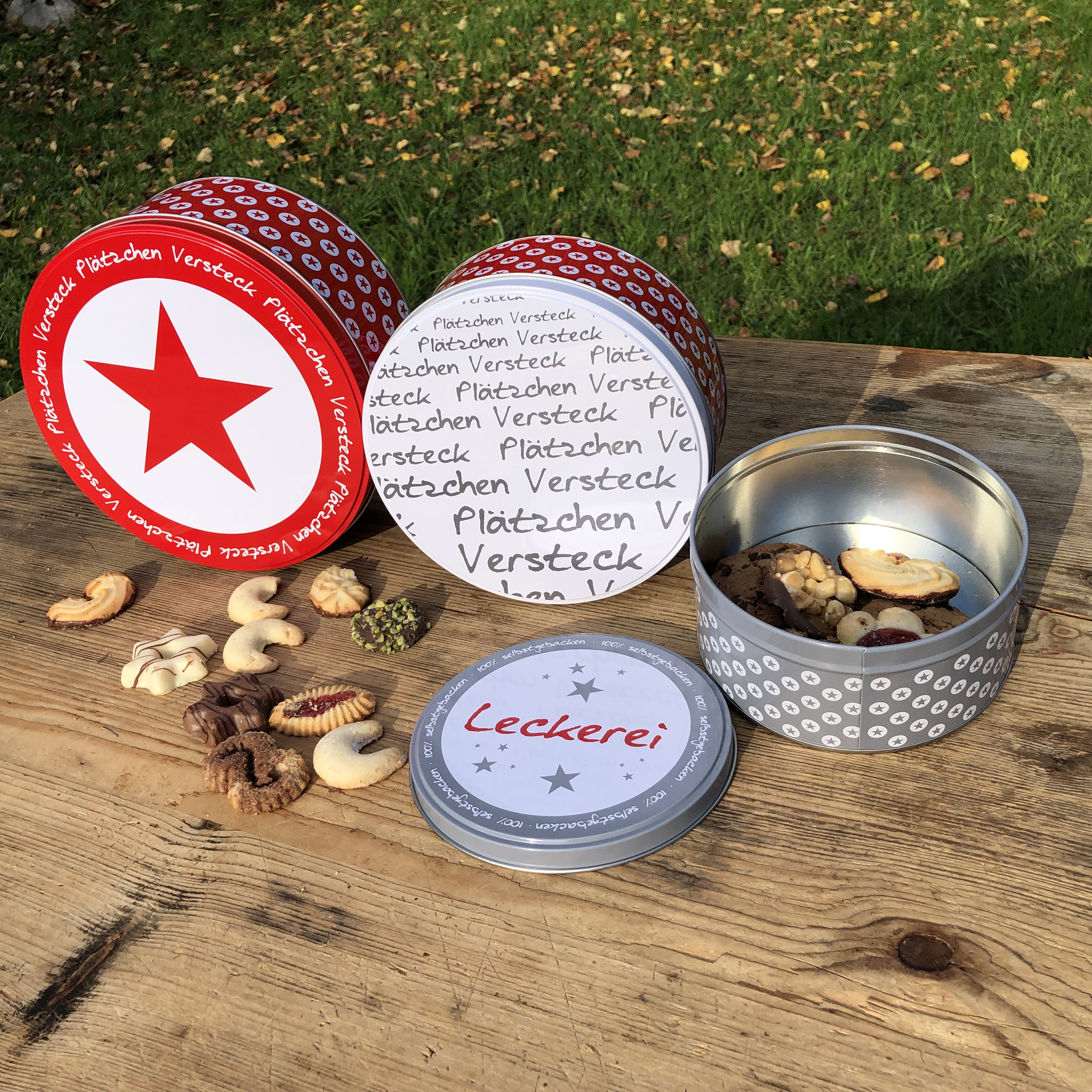 3-tlg. Set Gebäckdosen mit weihnachtlichen Motiven