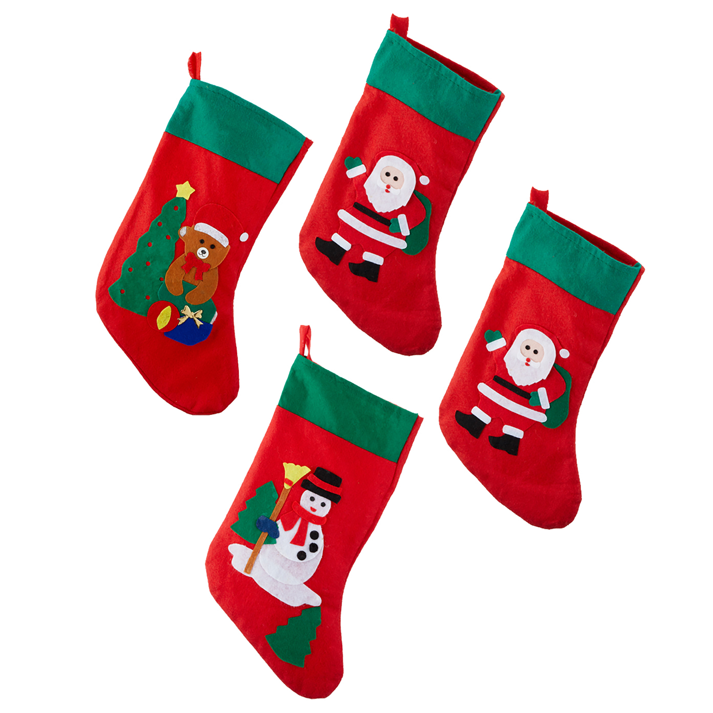 4-tlg. Set Weihnachtsstrümpfe aus Filz 18 x 38 cm