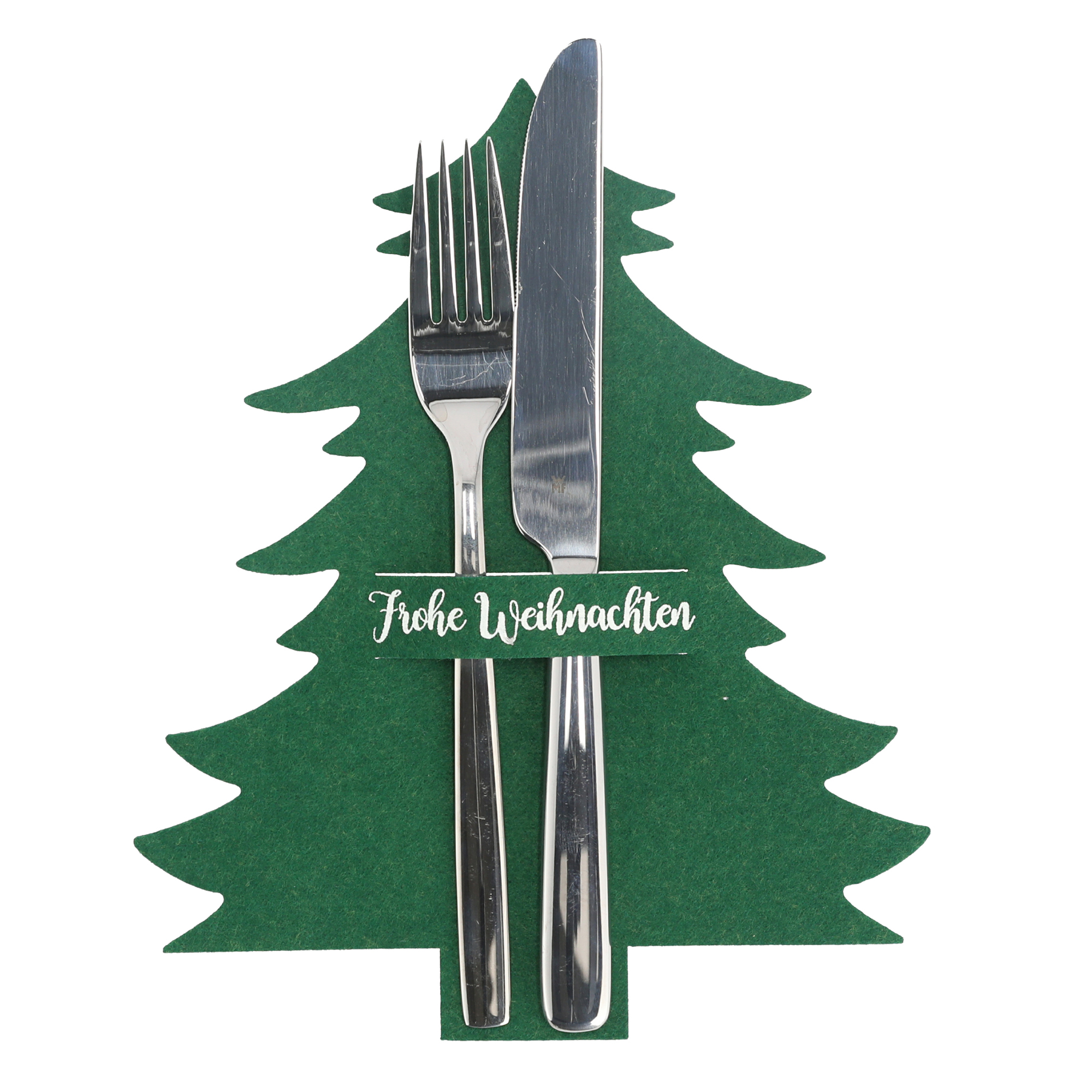 6 x Besteckhalter aus Filz in Tannenbaum-Optik