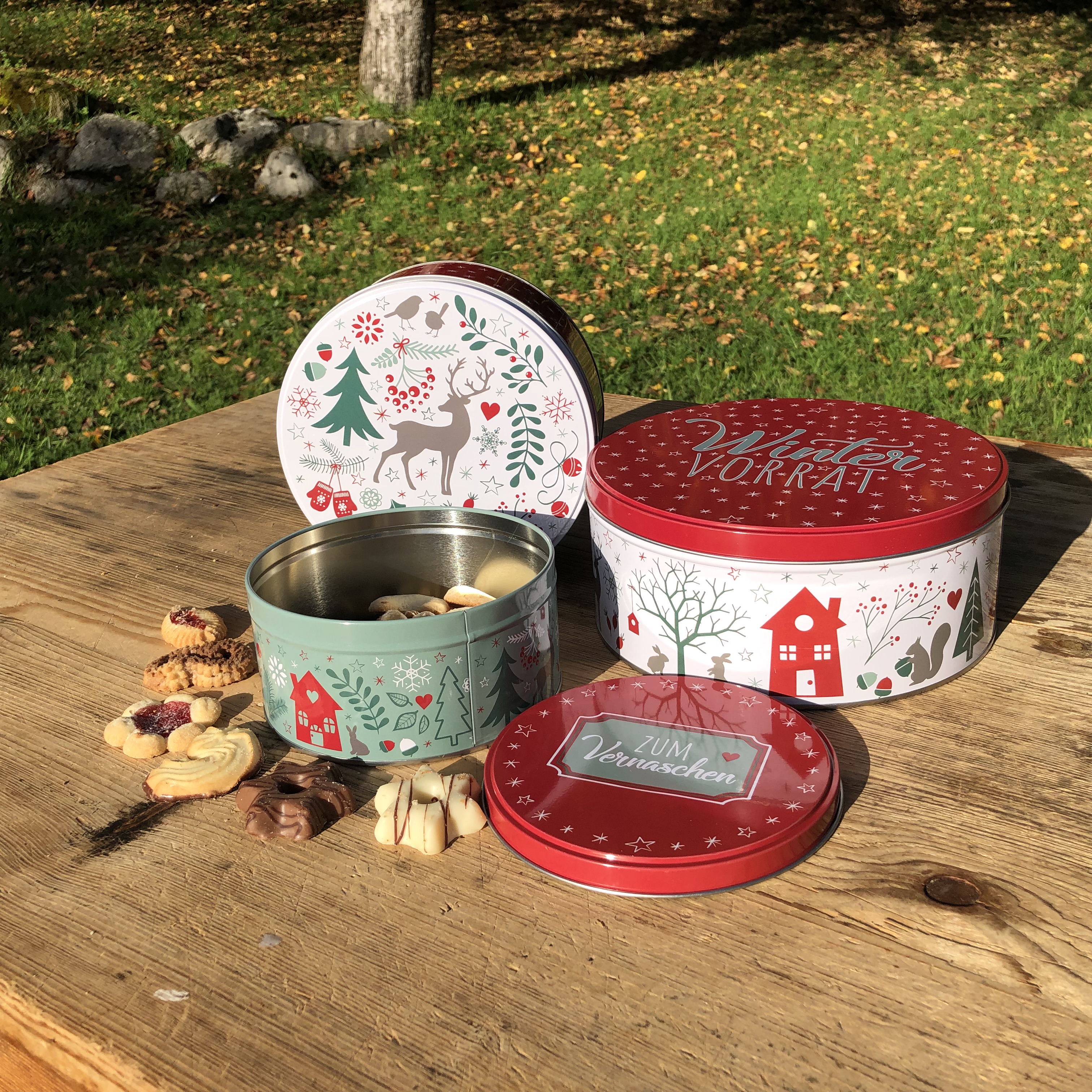 3-tlg. Set Gebäckdosen mit weihnachtlichen Motiven
