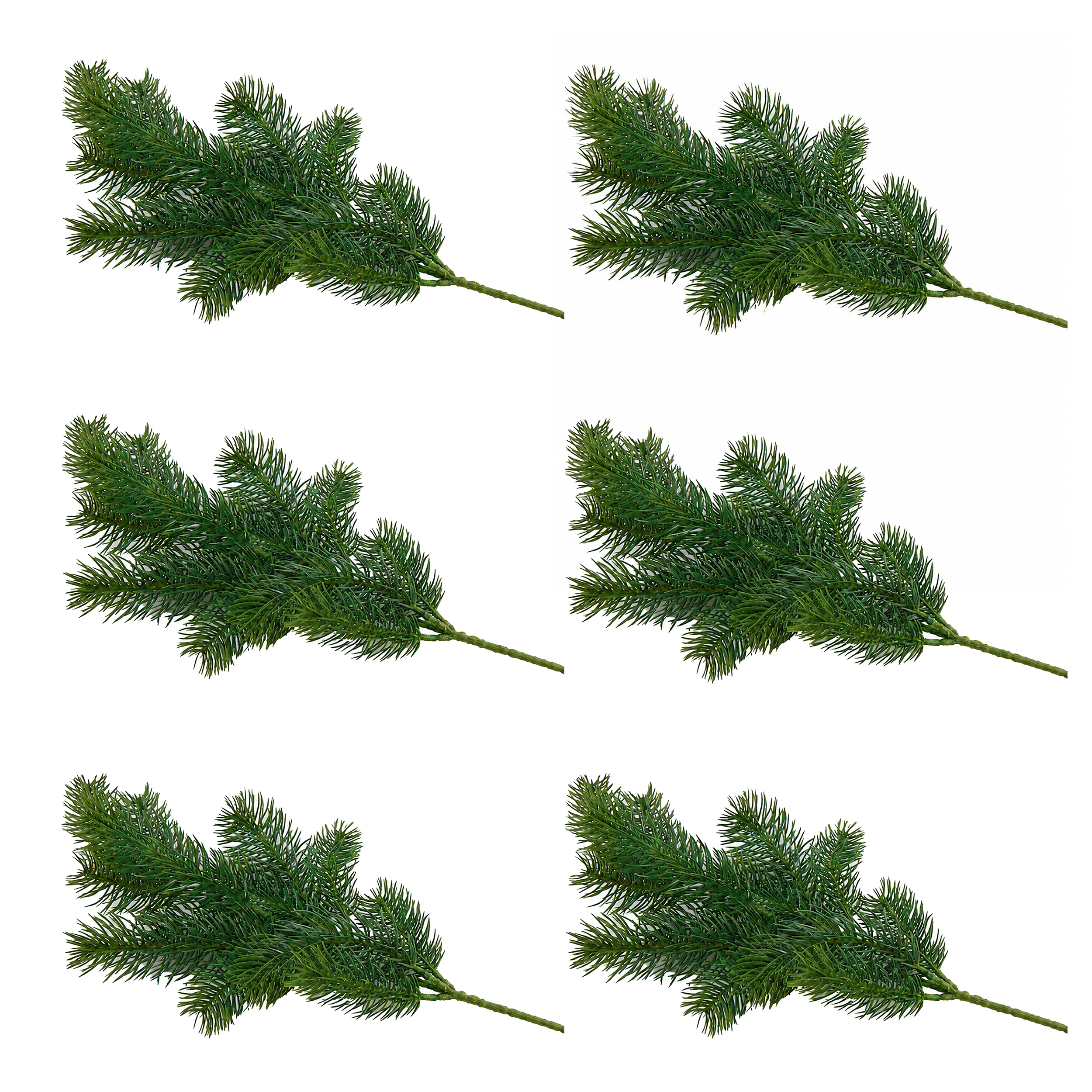 6 x Tannenzweige künstlich naturgetreu L ca. 45 cm / 13 Triebe für innen und außen
