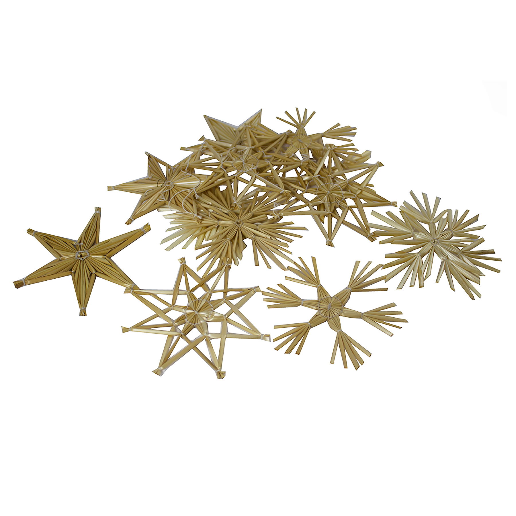20 x Strohsterne zum Hängen Ø 6 cm, natur