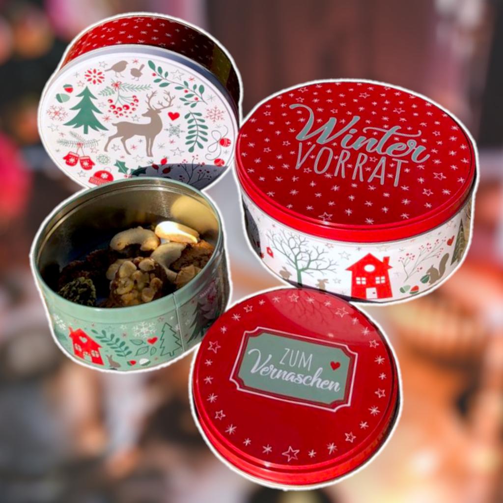 3-tlg. Set Gebäckdosen mit weihnachtlichen Motiven