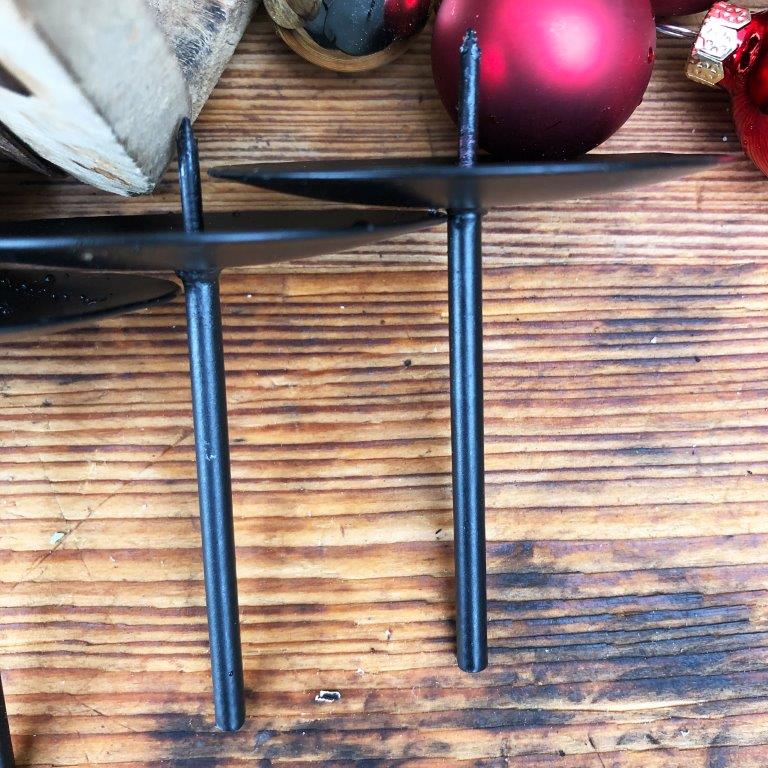 4 x Kerzenhalter aus Metall mit Pick für Adventskranz