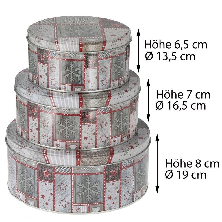3-tlg. Set Gebäckdosen mit weihnachtlichen Motiven