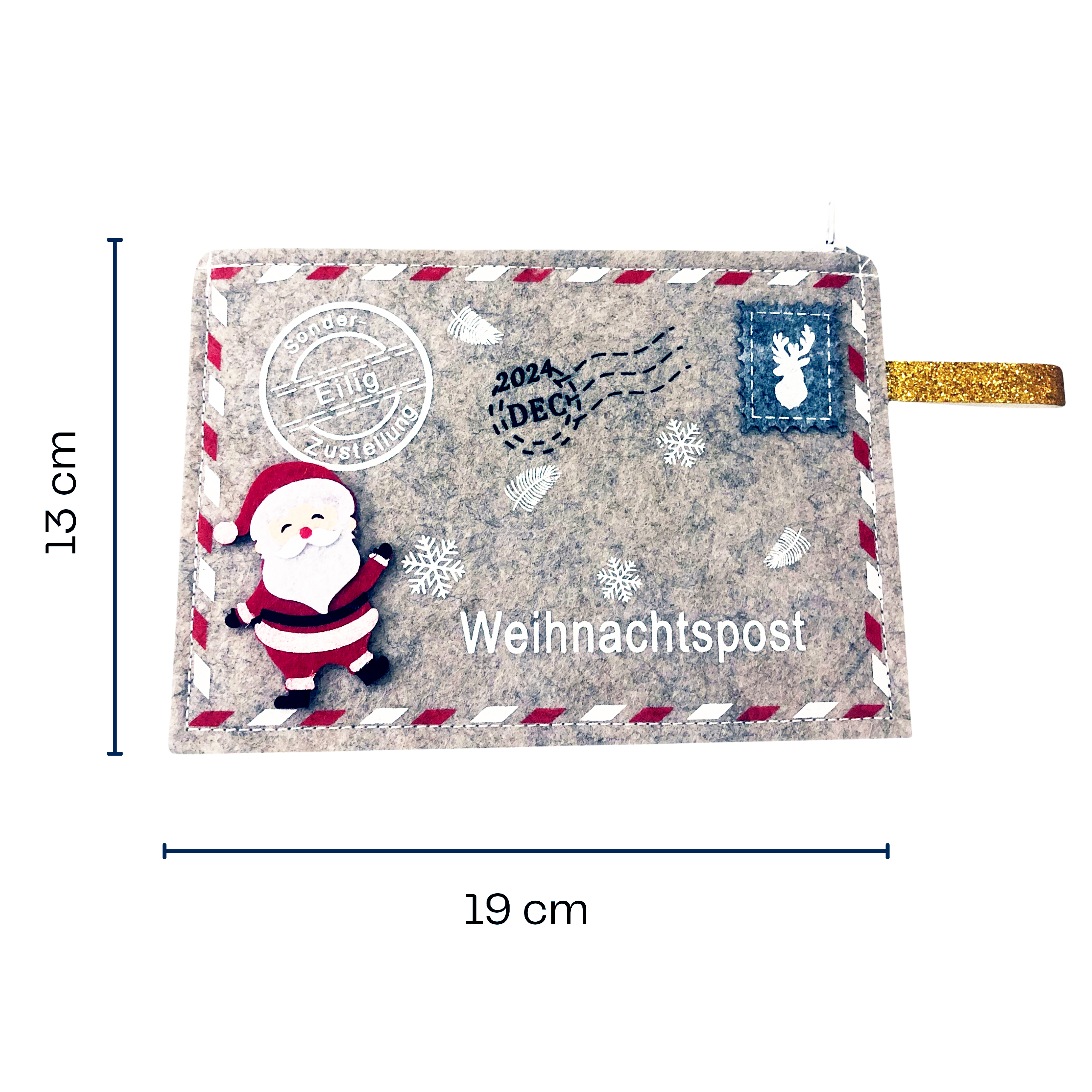 Filztasche "Weihnachtspost" mit Reißverschluss 19 x 13 cm