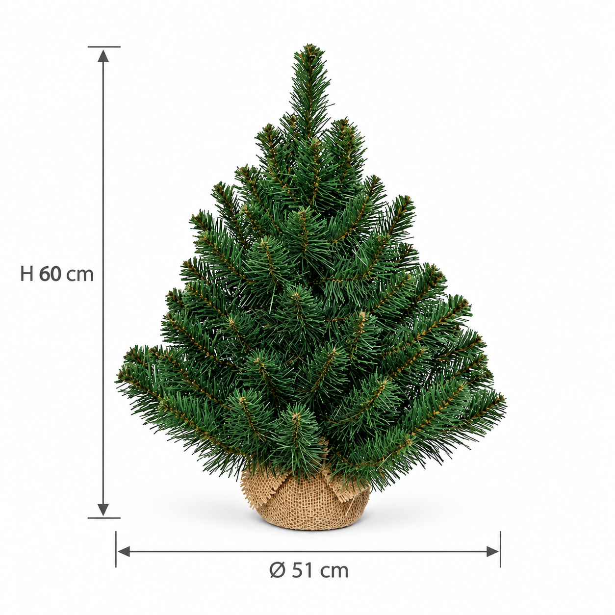 Künstlicher Weihnachtsbaum auf Sackleinen Topf H 45, 60 oder 90 cm
