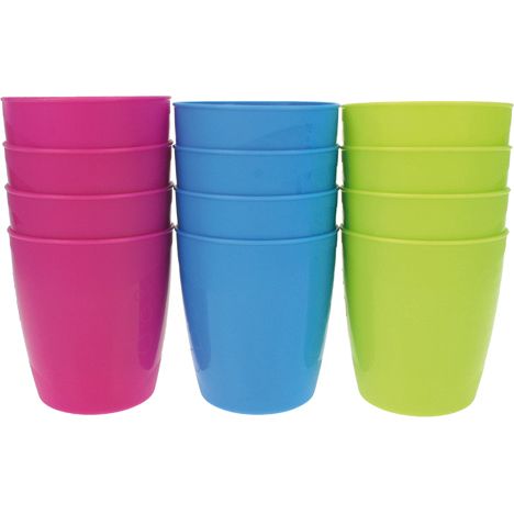 12 x bunte Becher aus Kunststoff 200 ml