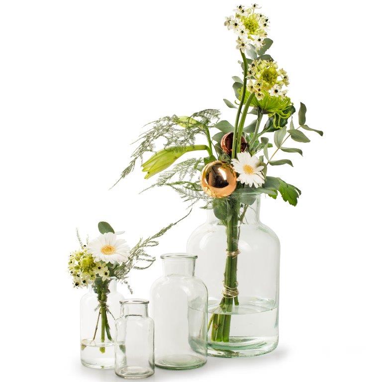 Glasflaschen EMMA, Vasen in verschiedenen Größen H 14 / 16,5 / 20 cm