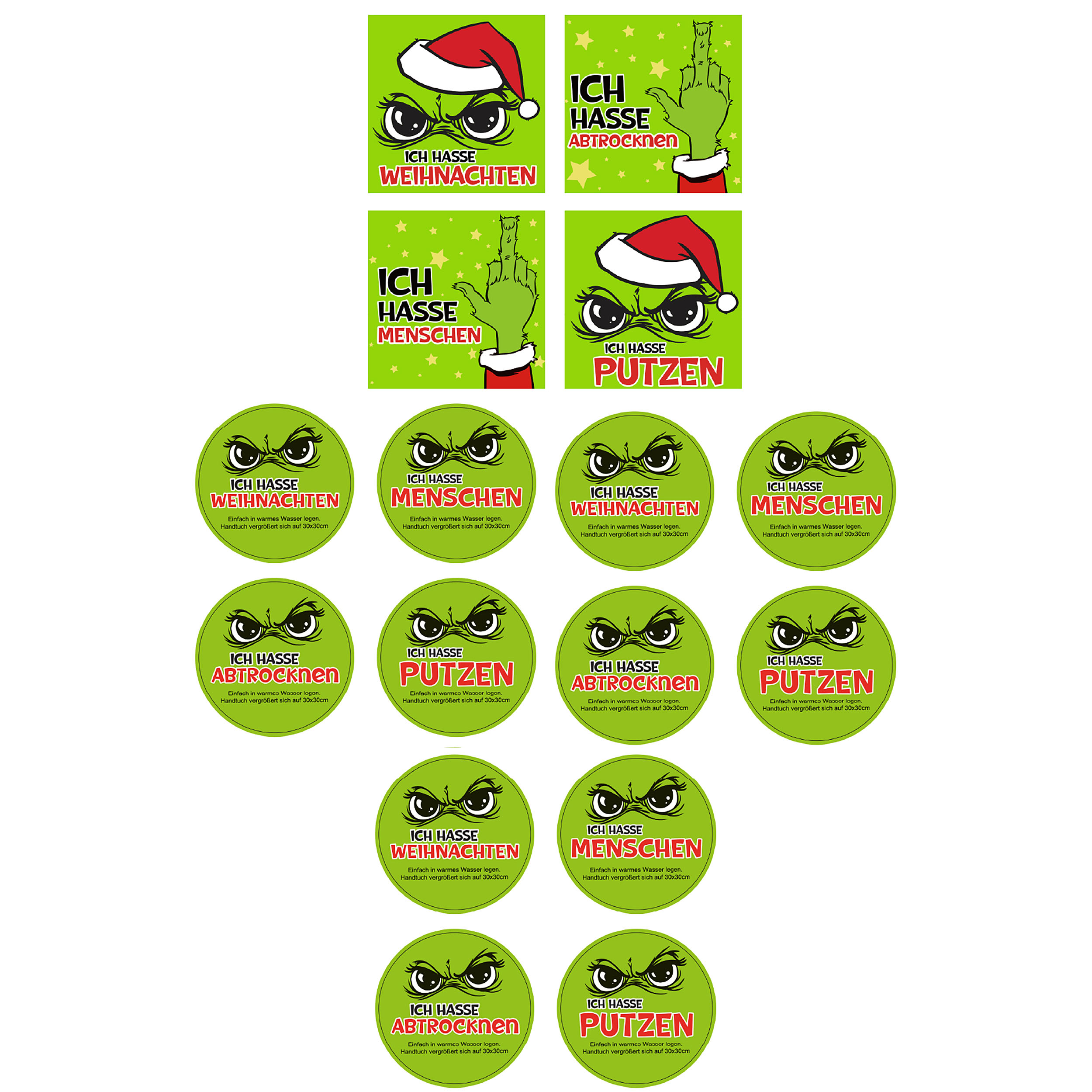 Magische Handtücher "Festtags-Muffel" 30 x 30 cm - 4 Designs