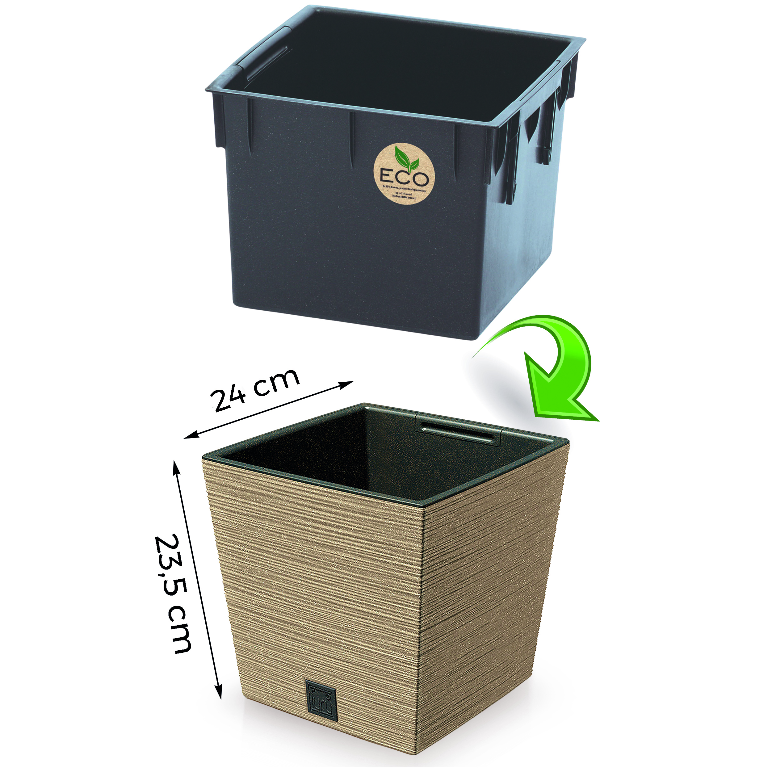 Blumentopf FURU Eco Wood mit 33% echtem Holzanteil