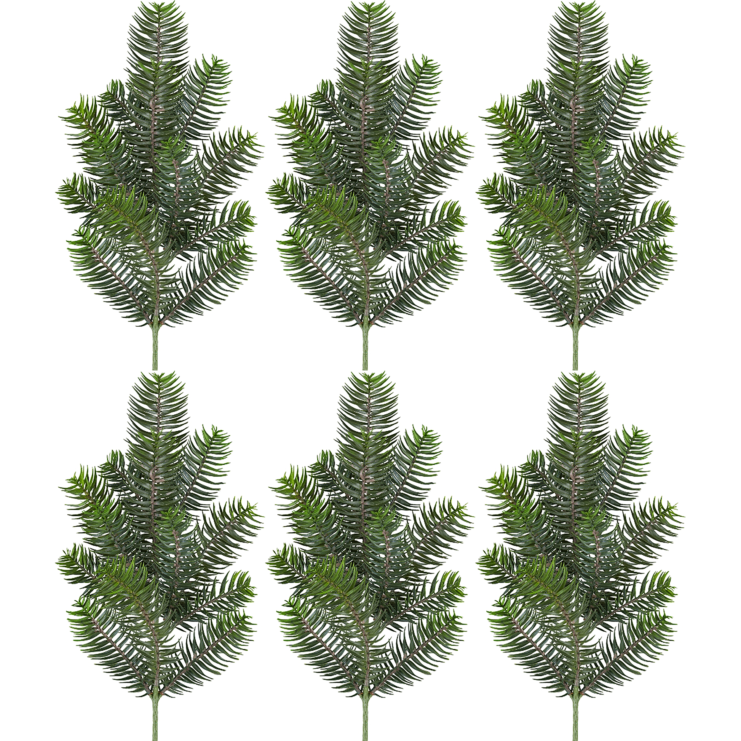 6 x Künstliche Tannenzweige L 50 cm, naturgetreue Imitationen - 13 Triebe
