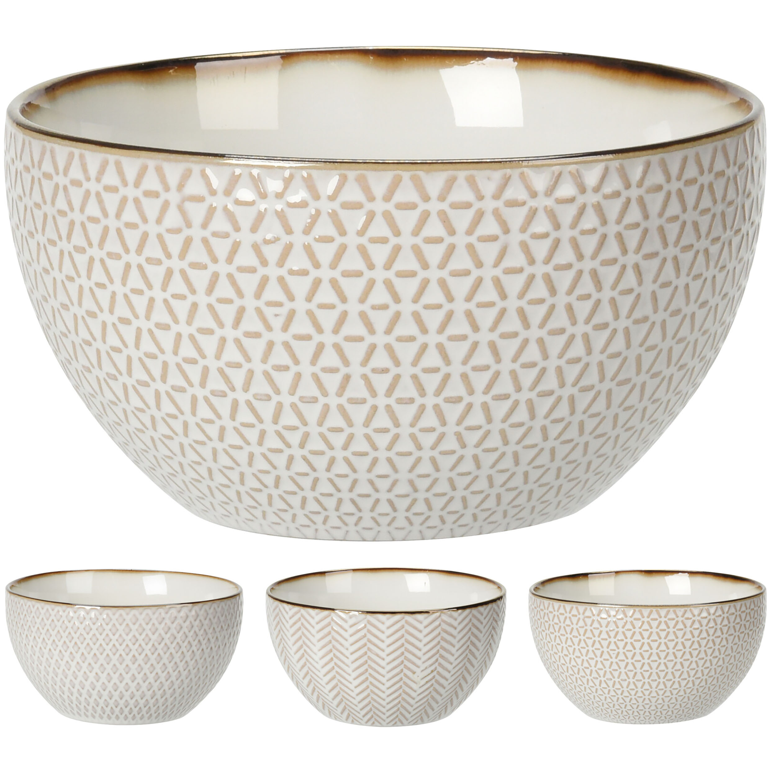 4-tlg. Set Schalen aus Porzellan in vier Design sortiert 680 ml
