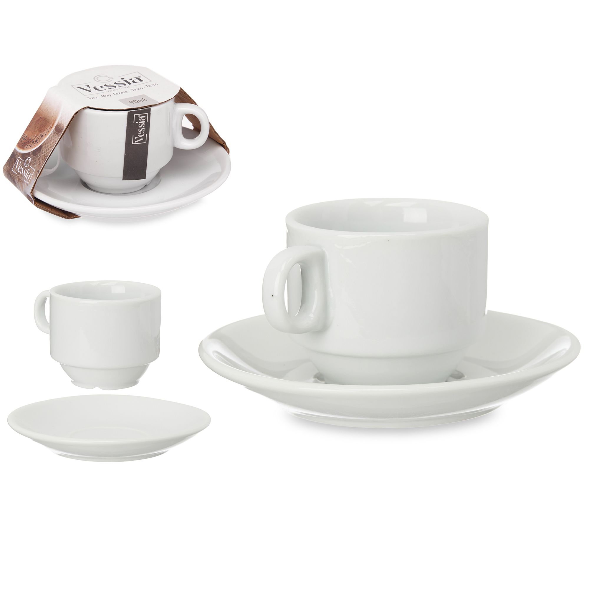 Stilvolles 12-tlg. Espresso Set aus Porzellan in hübscher Verpackung