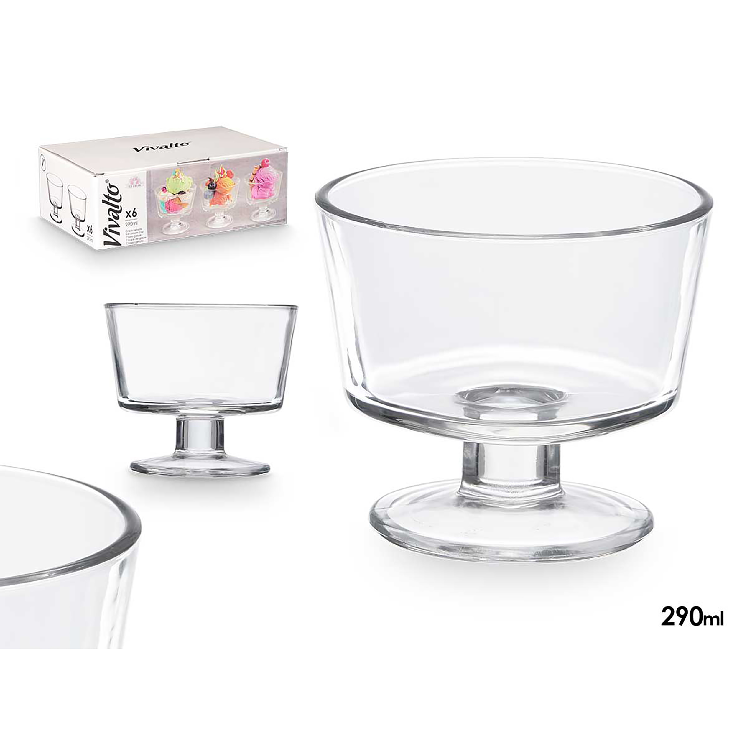 Eisbecher Desserttraum "Clara" aus Glas - 250 ml - 6er Set