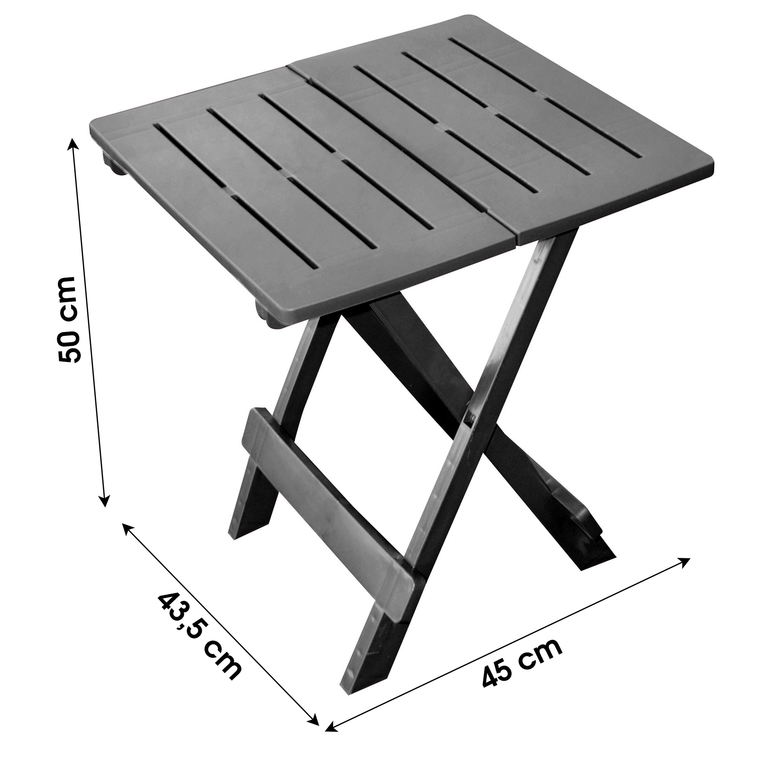 Klapptisch aus wetterfestem Kunststoff 44 x 44 x 50 cm