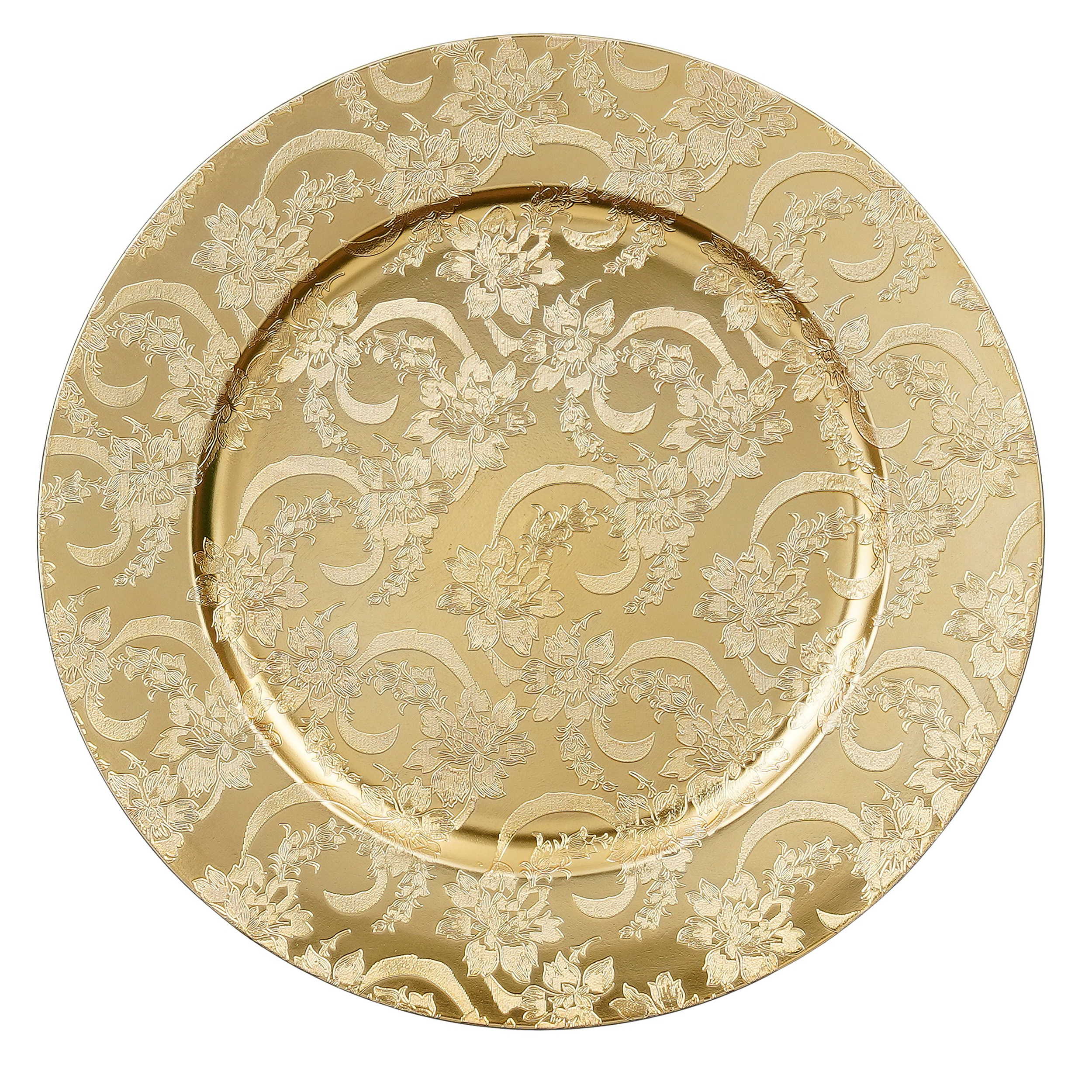 Platzteller 6er Set Ø 33 cm Barock-Design im Antik-Finish in Gold oder Silber