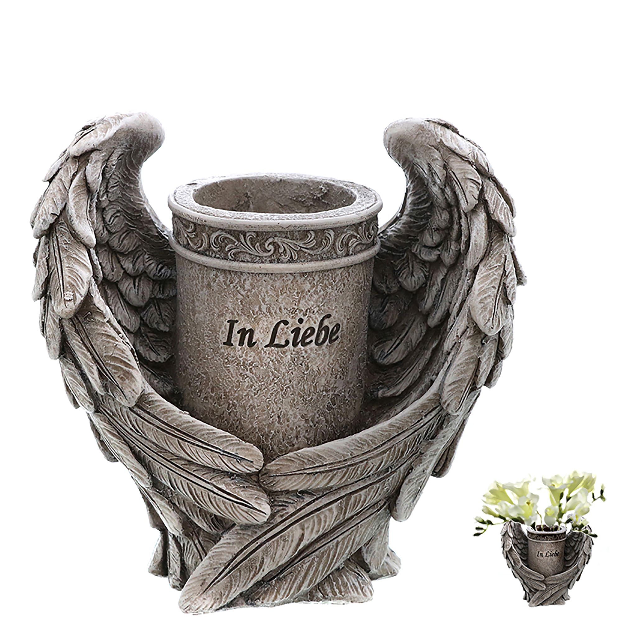 Vase mit Flügel,  H: 17 cm