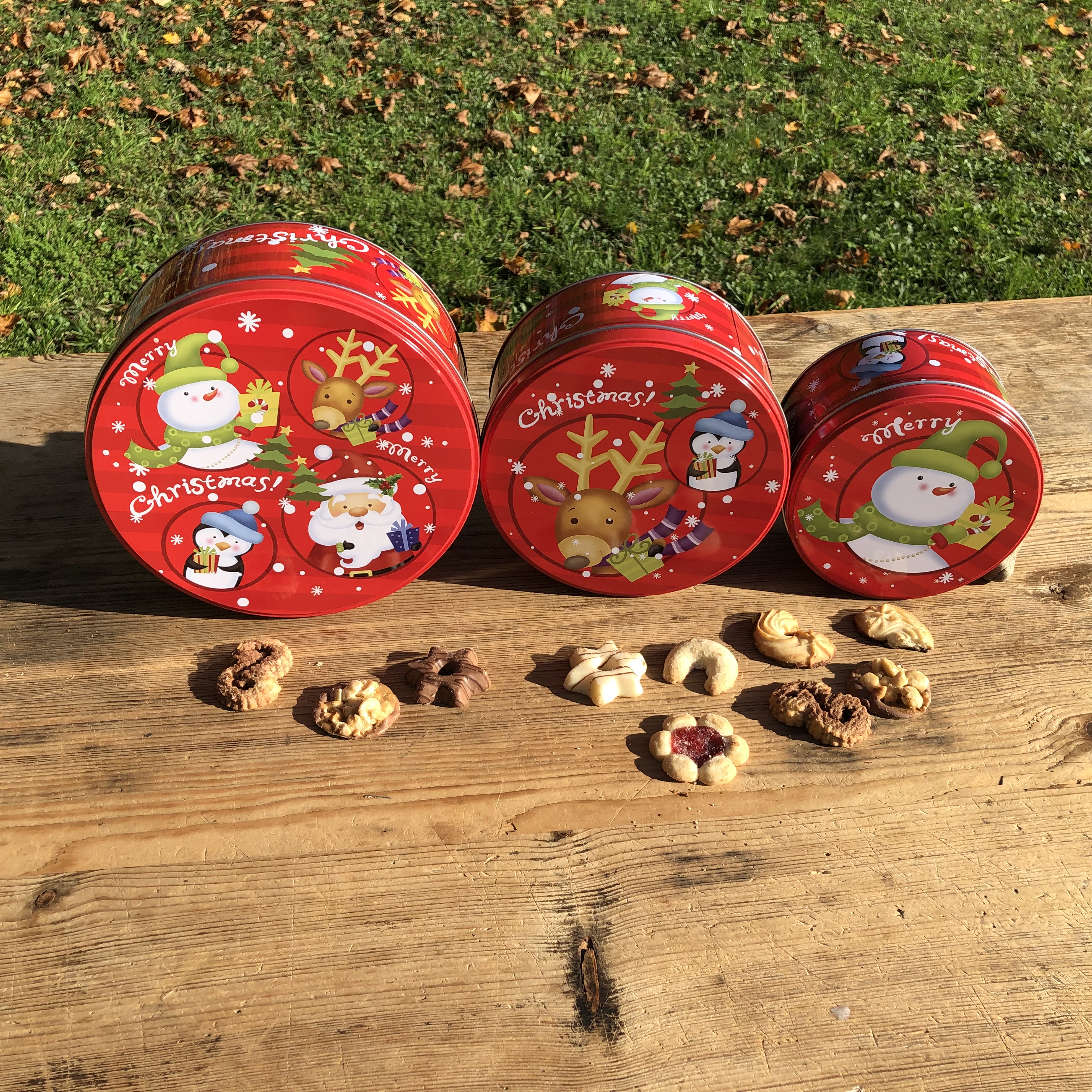 3-tlg. Set Gebäckdosen mit weihnachtlichen Motiven