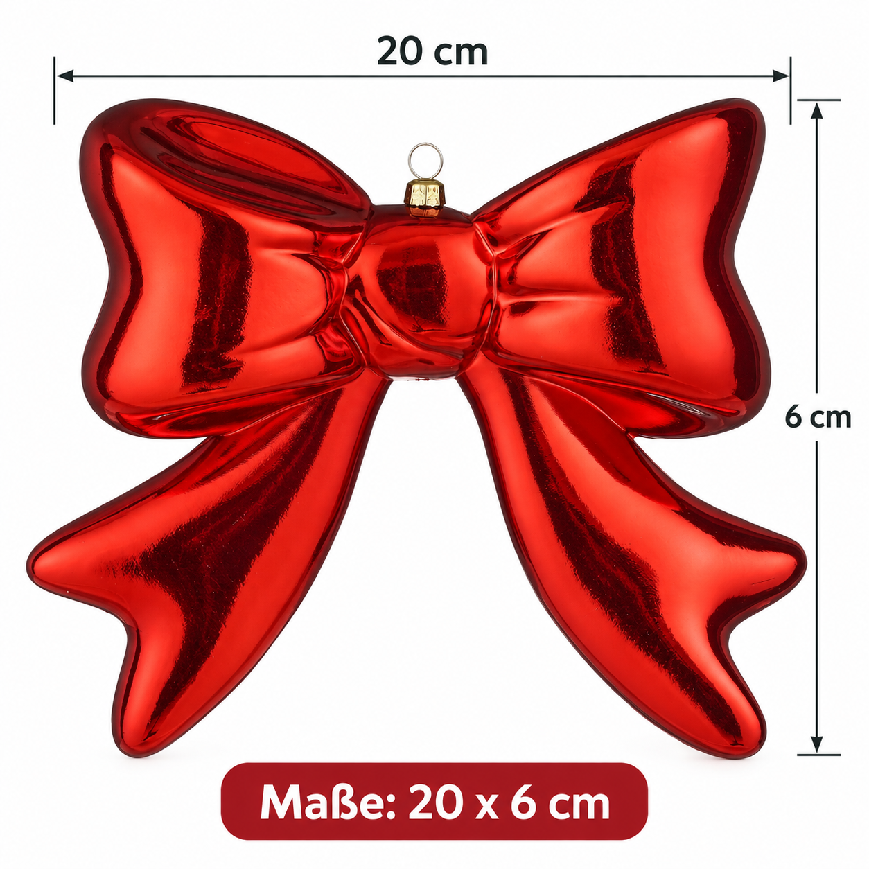 Weihnachtliche Schleifen aus Kunststoff 3D Rot Gold zum Aufhängen 8,5 oder 20 cm