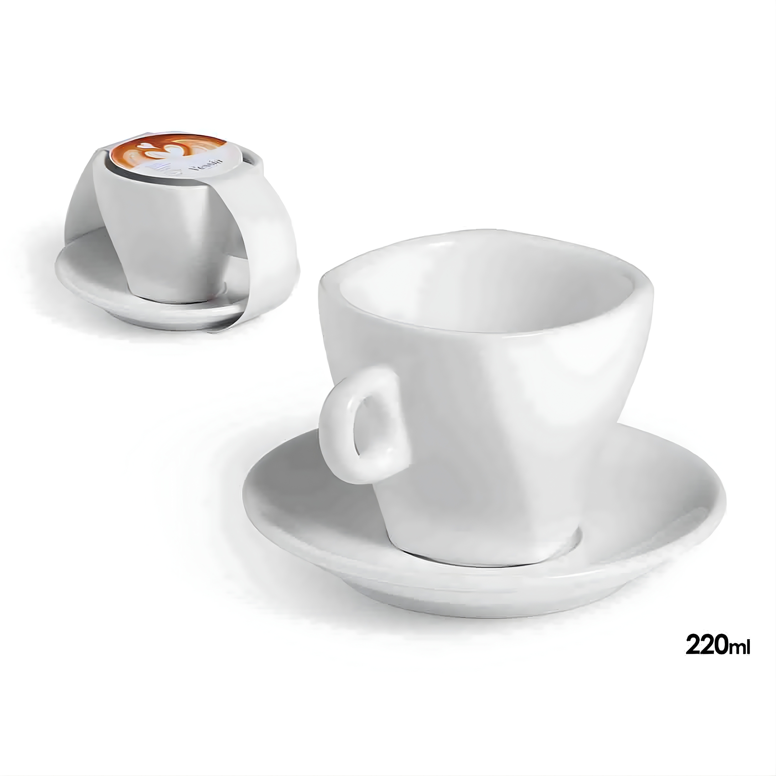 6er Kaffeetassen Set aus Porzellan mit Unterteller - 180 ml