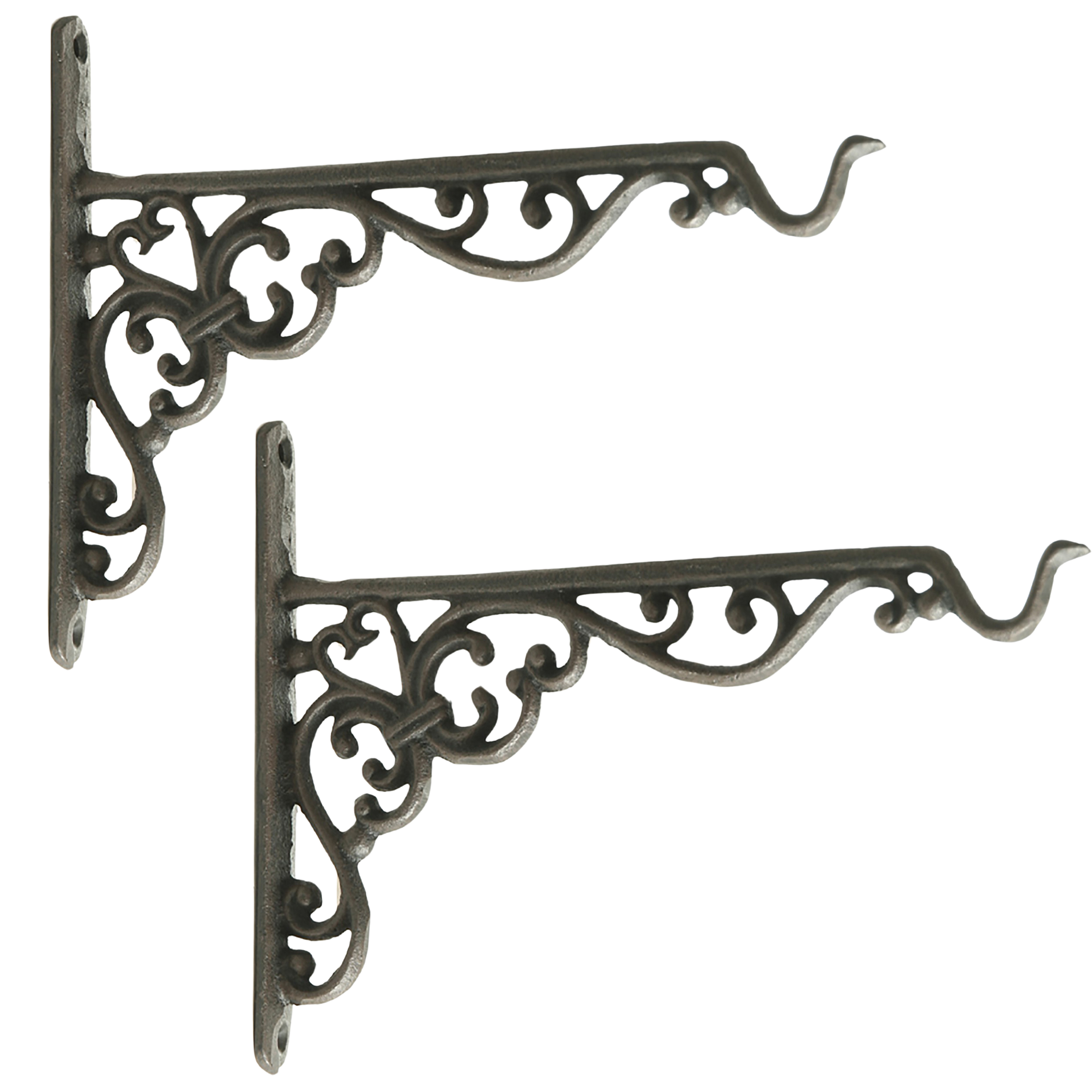 2er Set Konsole aus Gusseisen mit Haken im Antik-Finish