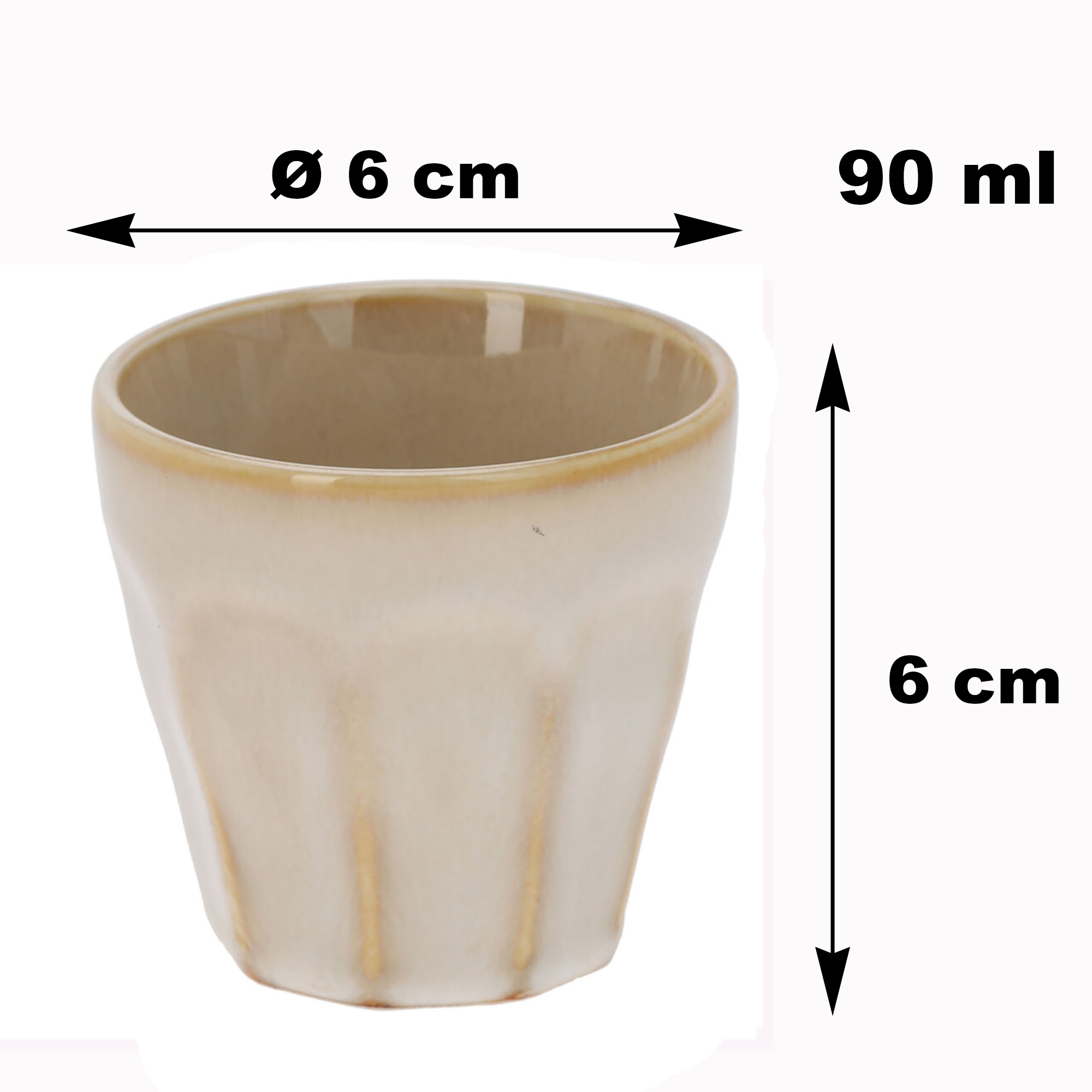 4-tlg. Set Becher aus Porzellan - Espressotassen - 90 ml