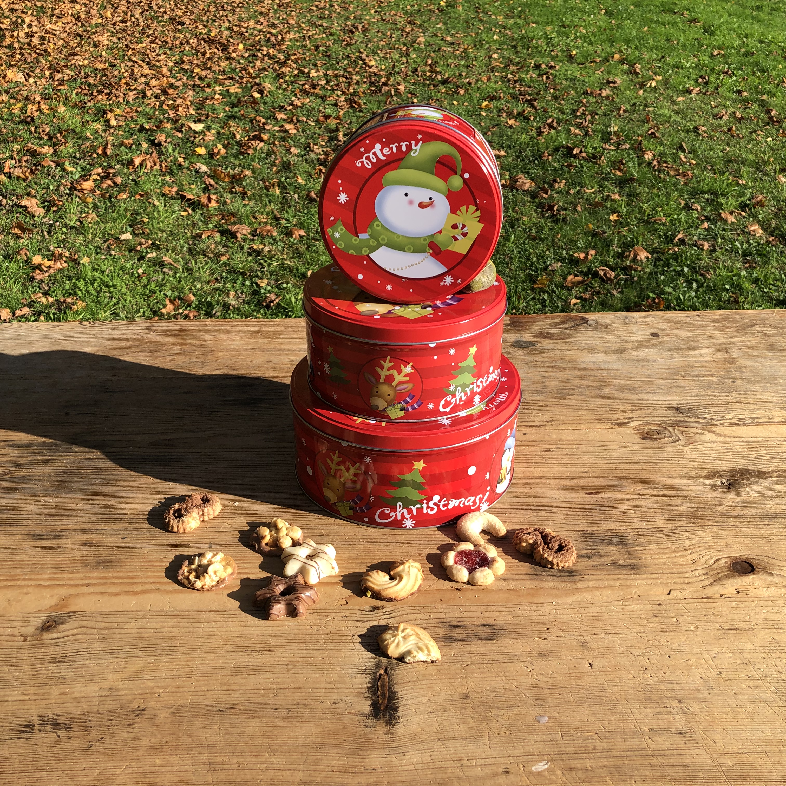3-tlg. Set Gebäckdosen mit weihnachtlichen Motiven