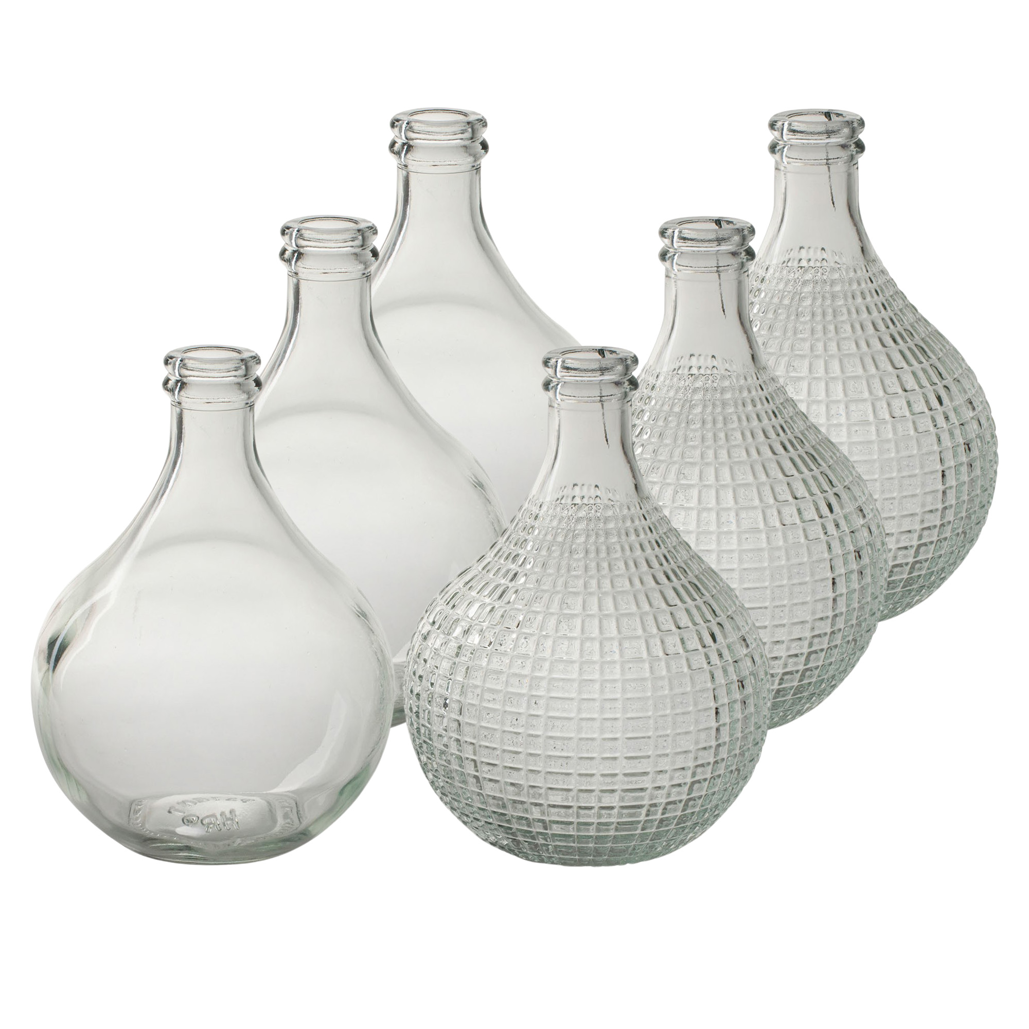 6 x Vasen "Alwin" aus Glas im Vintage-Look H 15 cm