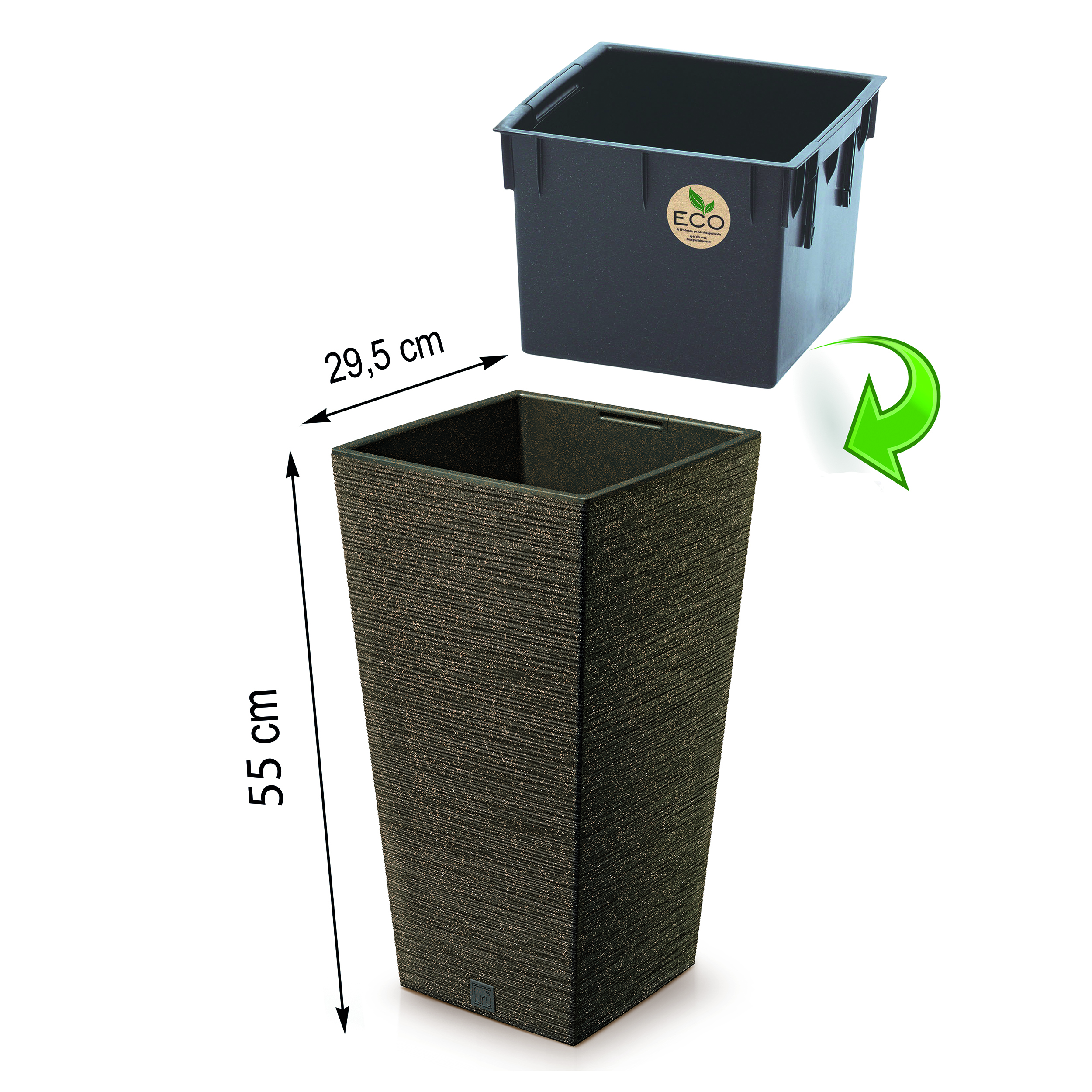 Pflanzsäule - Blumentopf FURU Slim - ECO Wood - mit natürlichem Holzanteil