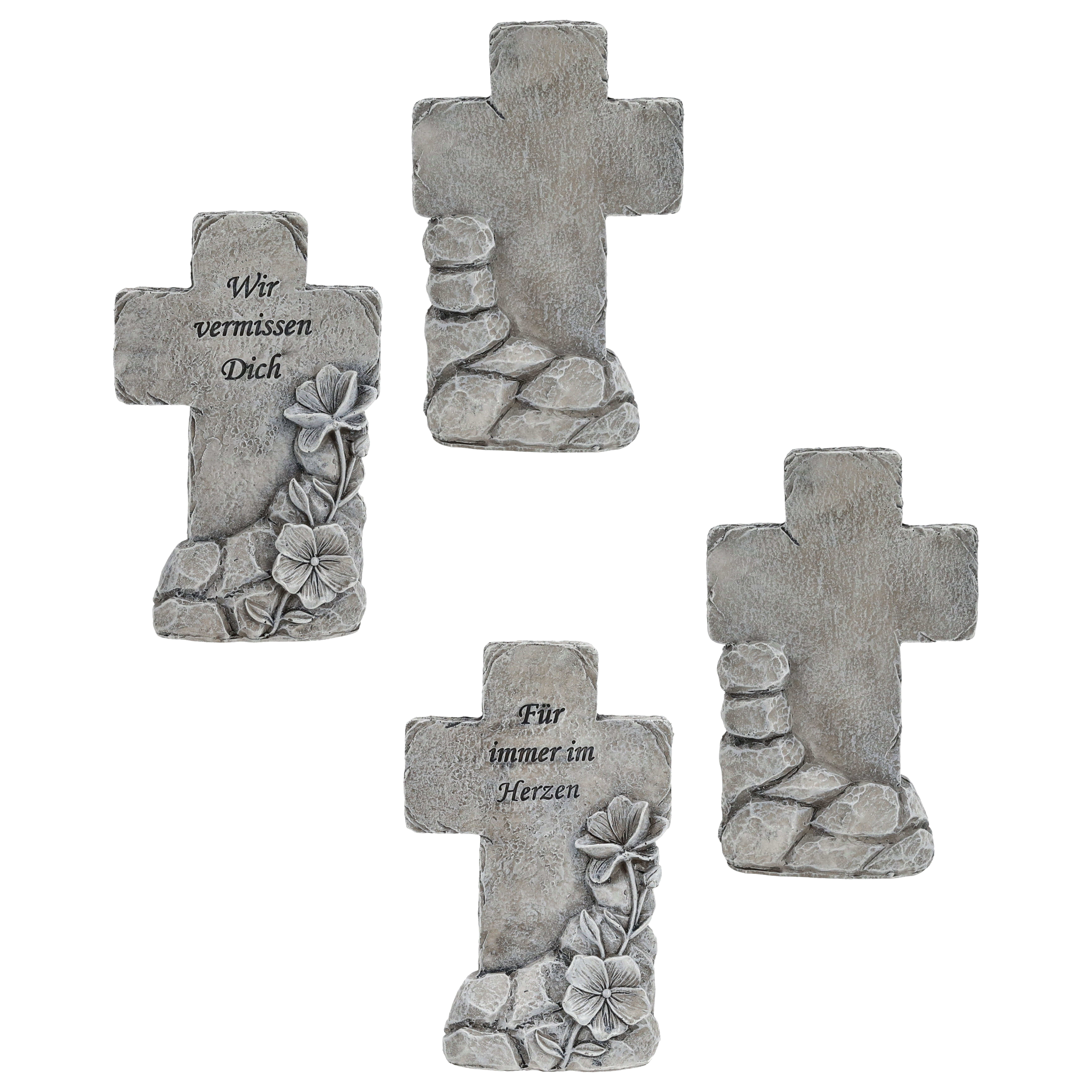 Grabdeko "Kreuz mit Spruch" H 16 cm