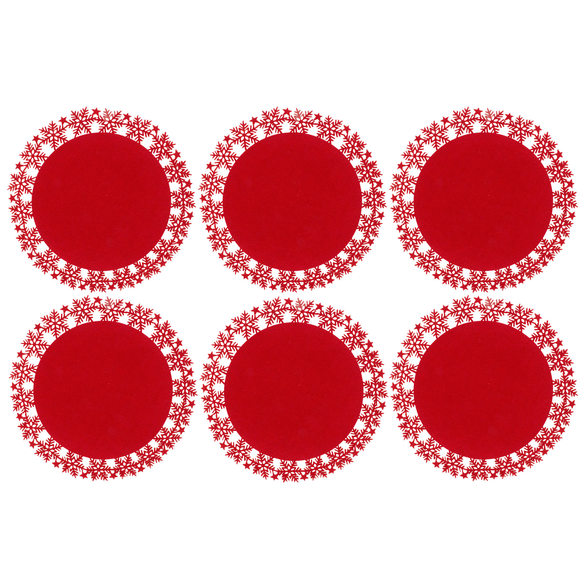 6 x Platzset "Schneeflocke" aus Filz Ø 35 cm
