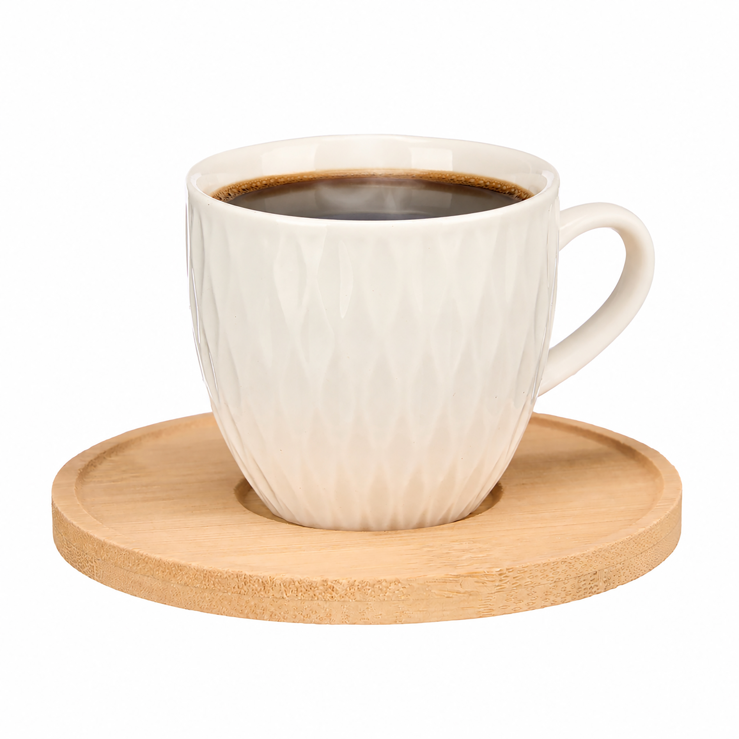 6 x Kaffeetassen "Elina" mit Bambus-Unterteller 90 ml