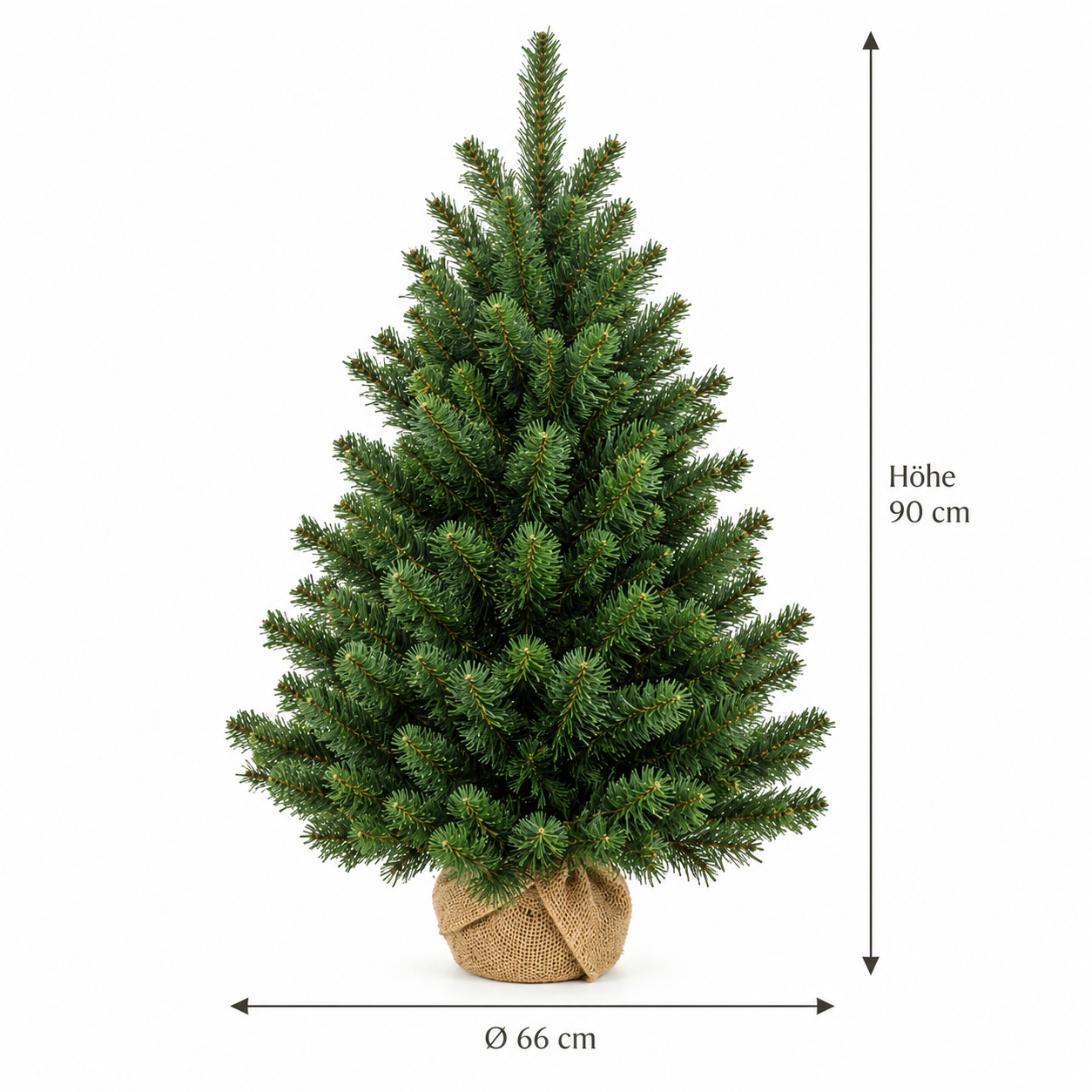 Künstlicher Weihnachtsbaum auf Sackleinen Topf H 45, 60 oder 90 cm