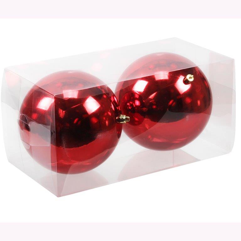 XL Weihnachtskugeln aus Kunststoff Ø 10-15 cm - Rot - Outdoor - EXTRA ROBUST