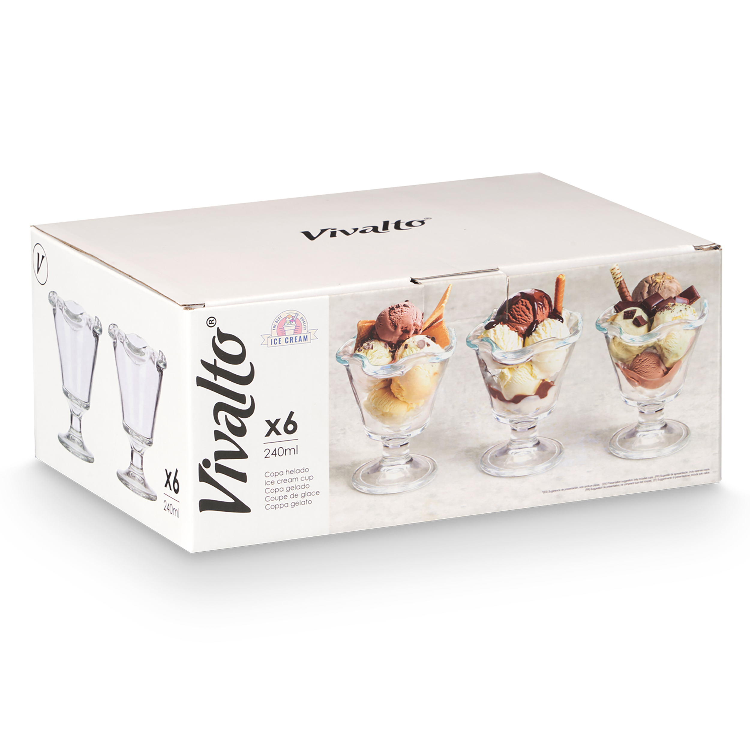6 x Eisbecher "Liva" mit Fuß H 11,5 cm - 240 ml