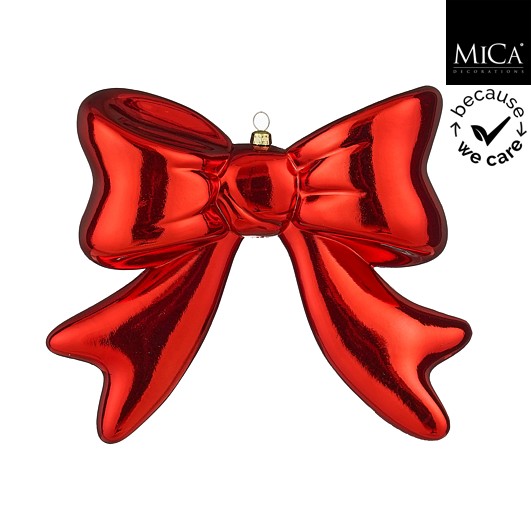 Weihnachtliche Schleifen aus Kunststoff 3D Rot Gold zum Aufhängen 8,5 oder 20 cm