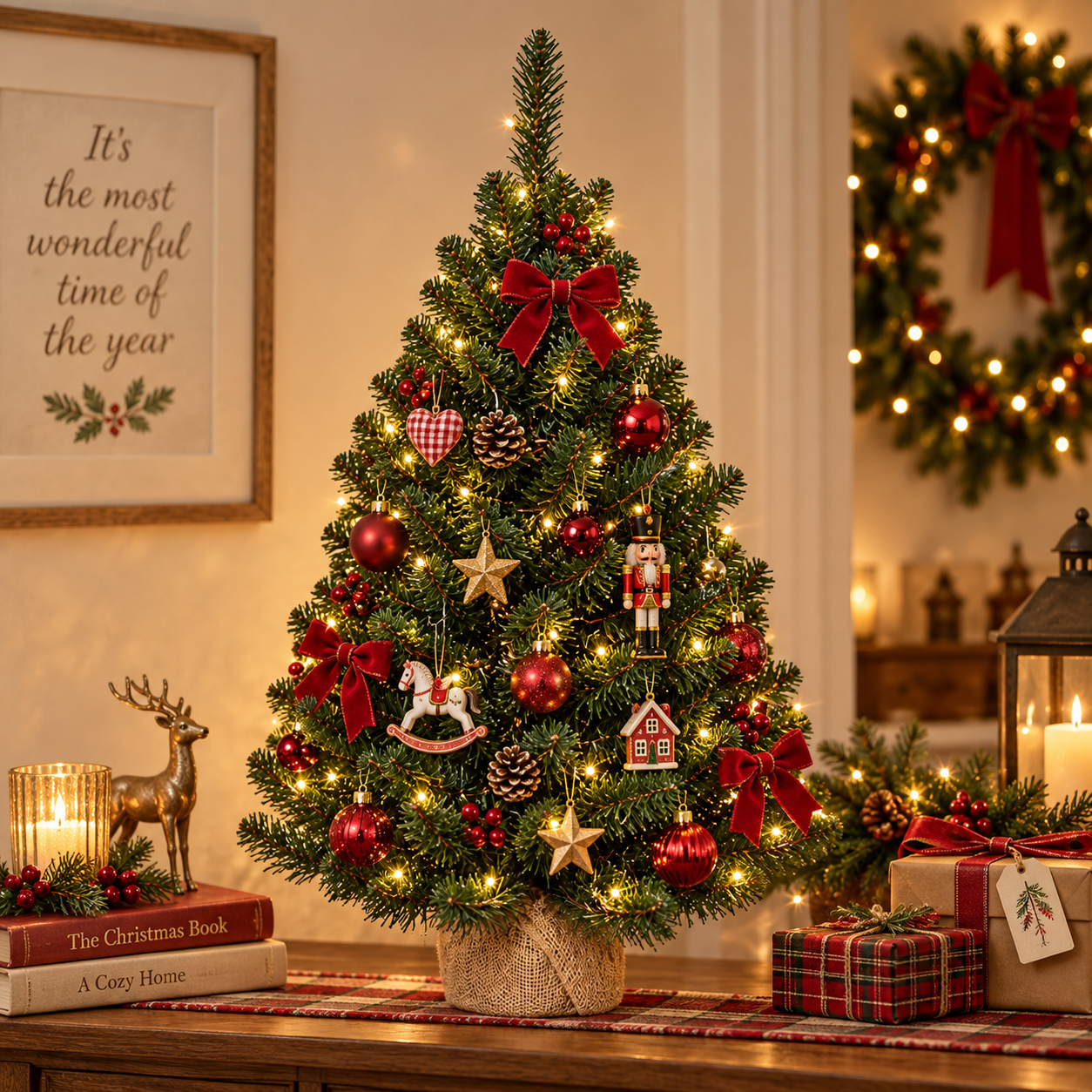 Künstlicher Weihnachtsbaum auf Sackleinen Topf H 45, 60 oder 90 cm