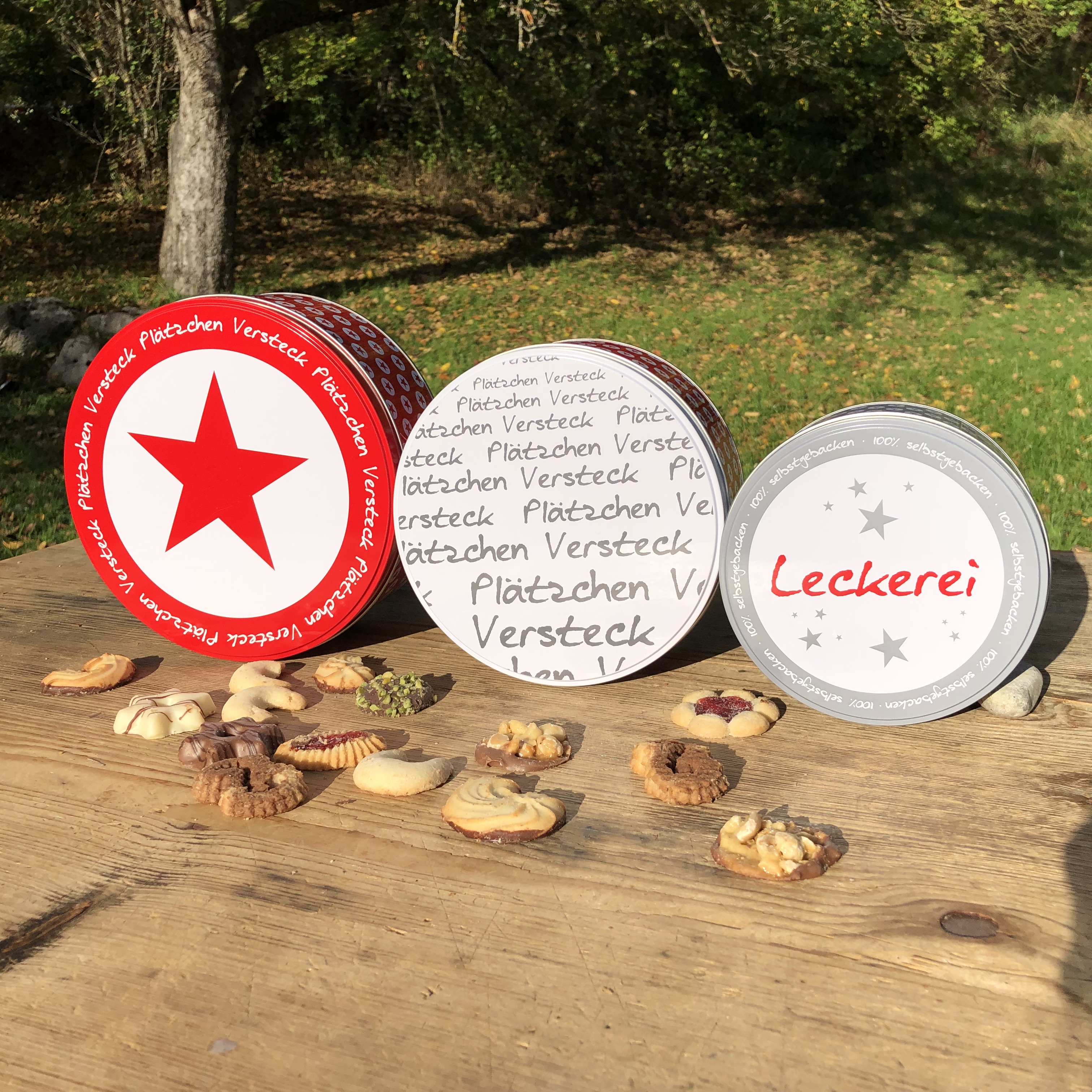 3-tlg. Set Gebäckdosen mit weihnachtlichen Motiven