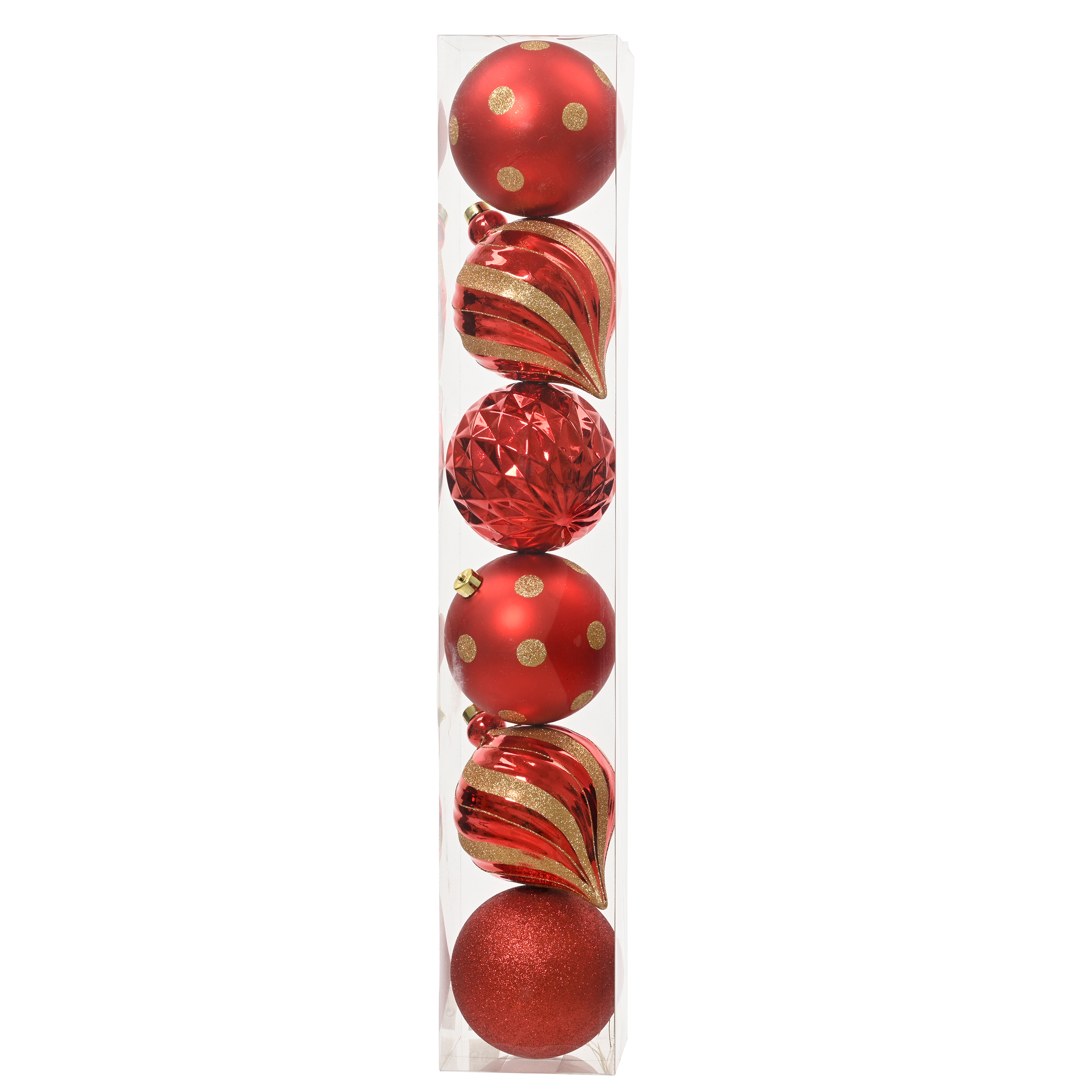 6 x Weihnachtskugeln aus Kunststoff Ø 15 cm im Retro-Vintage-Look