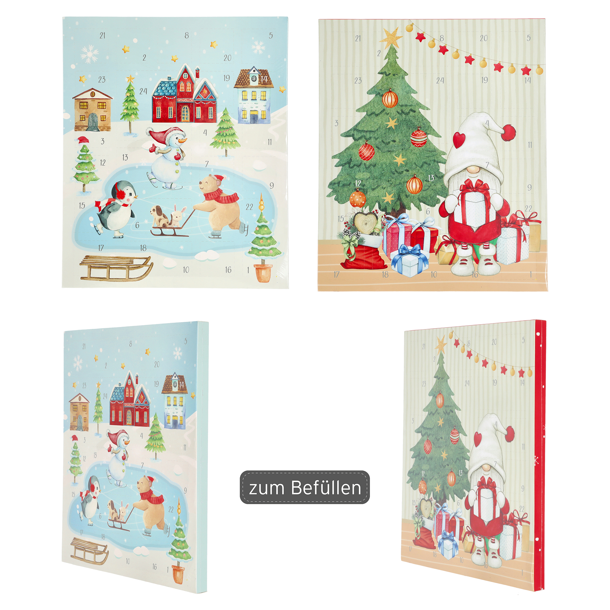 Adventskalender aus Pappe zum Selbstbefüllen 31 x 37,5 cm