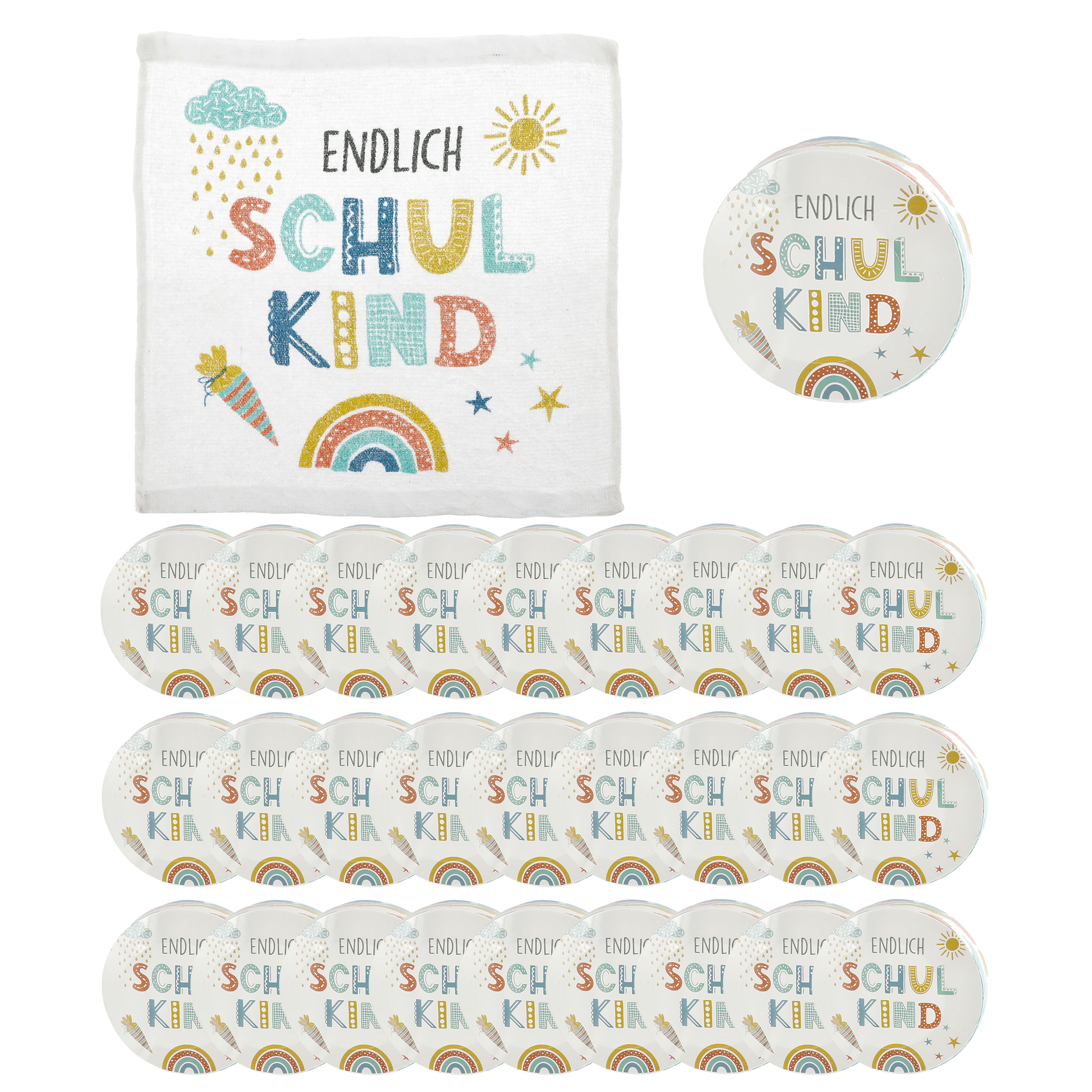 Magisches Handtuch "Endlich Schulkind" 30 x 30 cm - Baumwolle