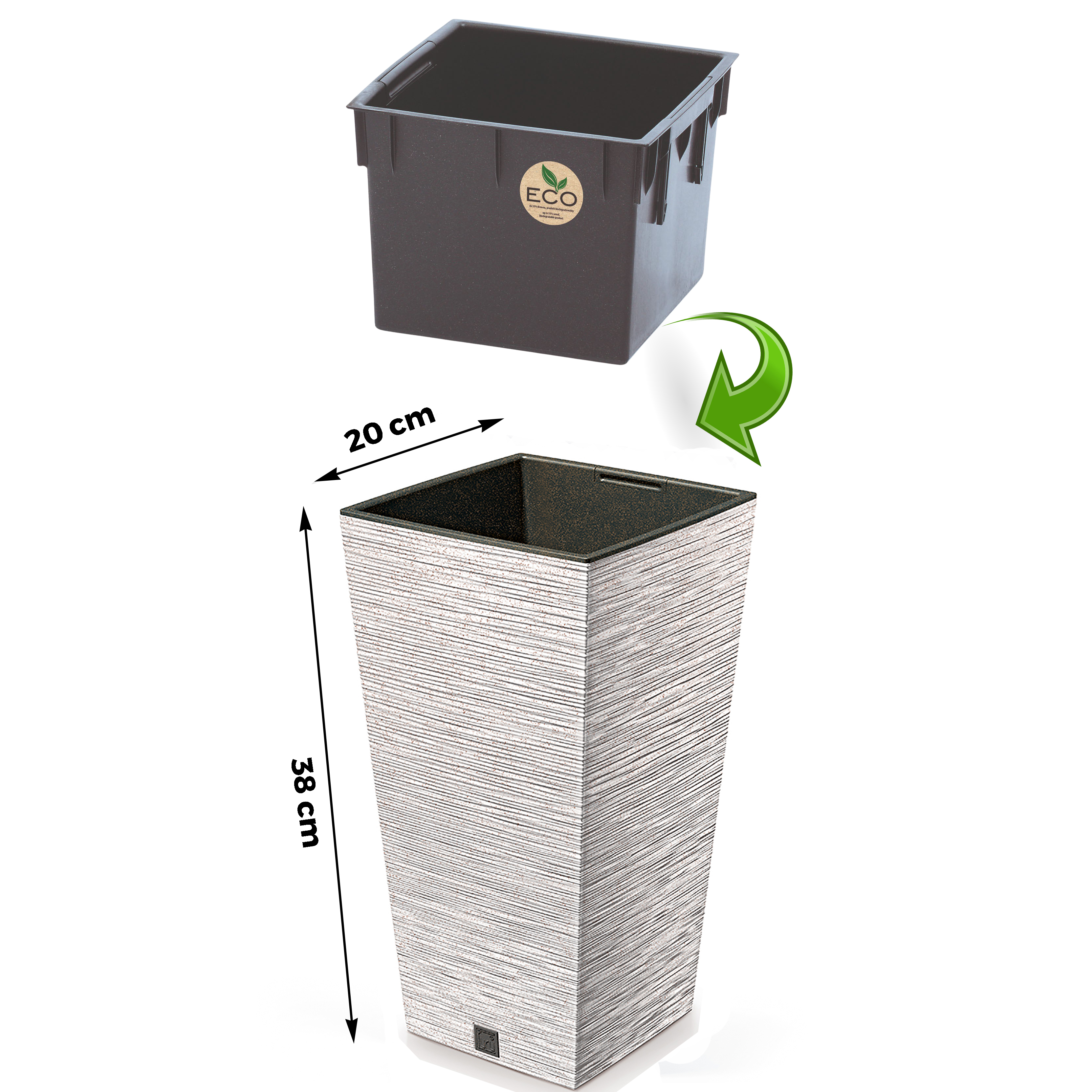 Pflanzsäule - Blumentopf FURU Slim - ECO Wood - mit natürlichem Holzanteil