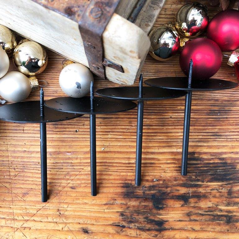 4 x Kerzenhalter aus Metall mit Pick für Adventskranz