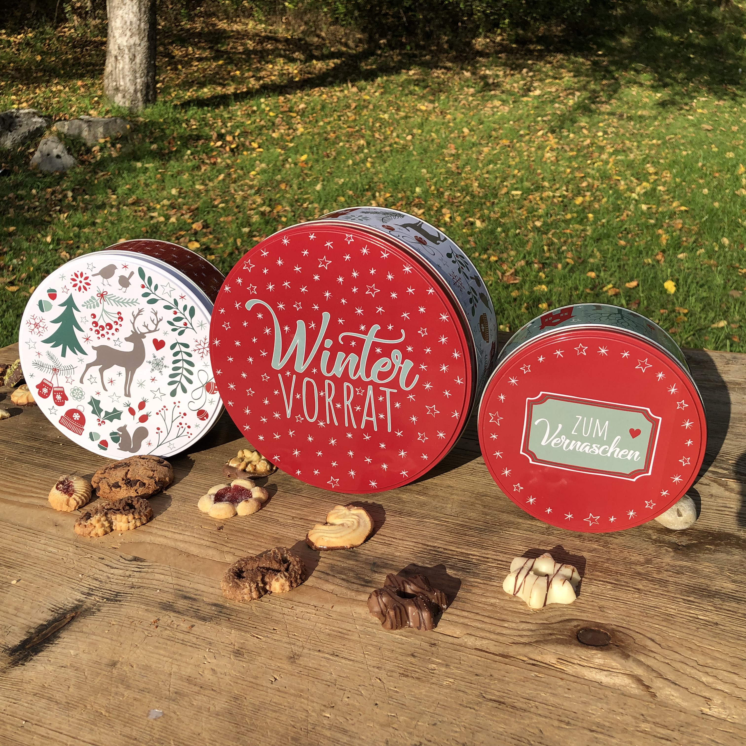 3-tlg. Set Gebäckdosen mit weihnachtlichen Motiven