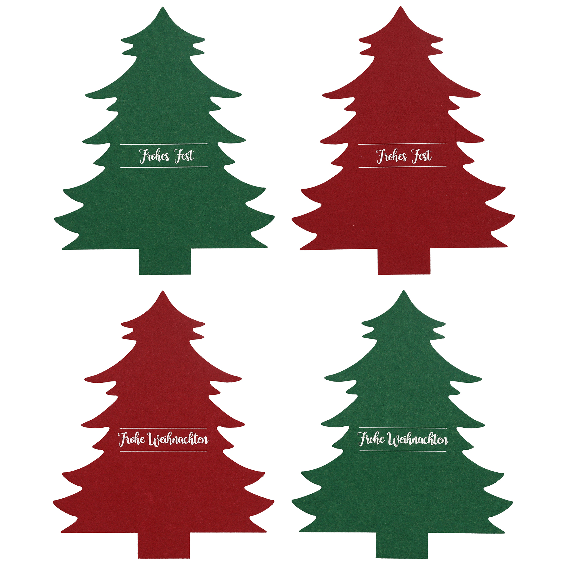 6 x Besteckhalter aus Filz in Tannenbaum-Optik