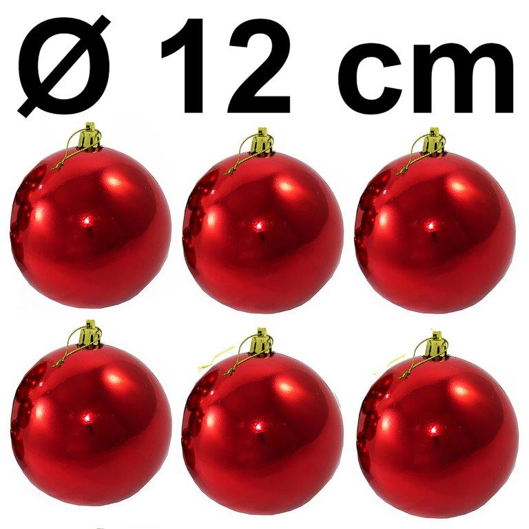 6-tlg Set Weihnachtskugeln aus Kunststoff für Innen und Außen Ø 12 cm
